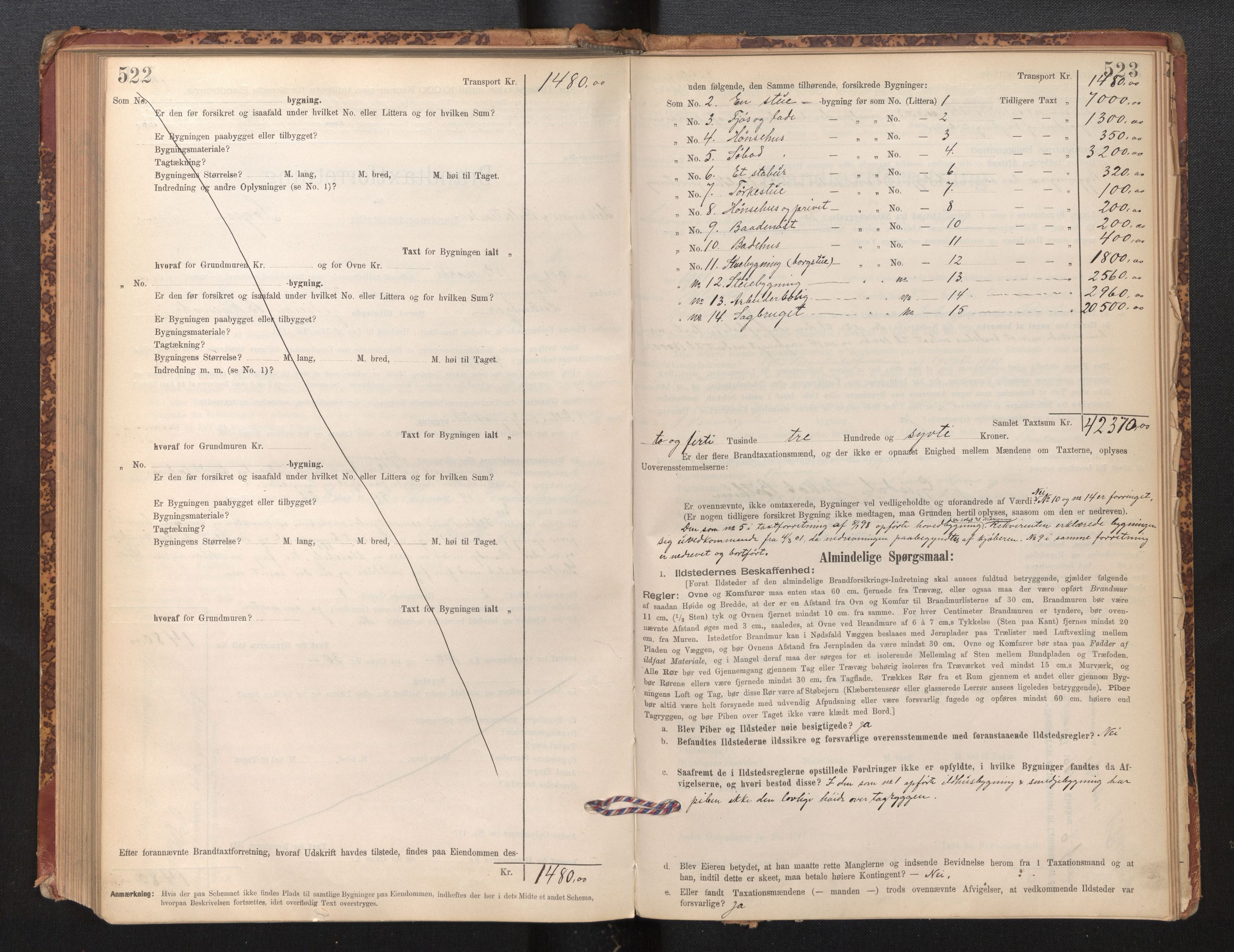 Lensmannen i Leikanger, AV/SAB-A-29201/0012/L0004: Branntakstprotokoll, skjematakst, 1894-1903, p. 522-523