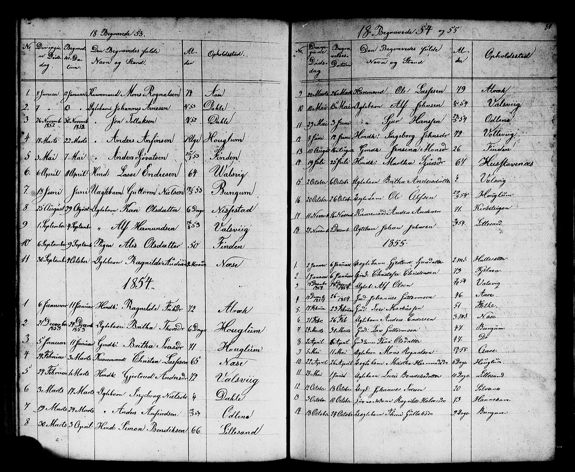 Vik sokneprestembete, SAB/A-81501: Parish register (copy) no. B 1, 1847-1877, p. 87