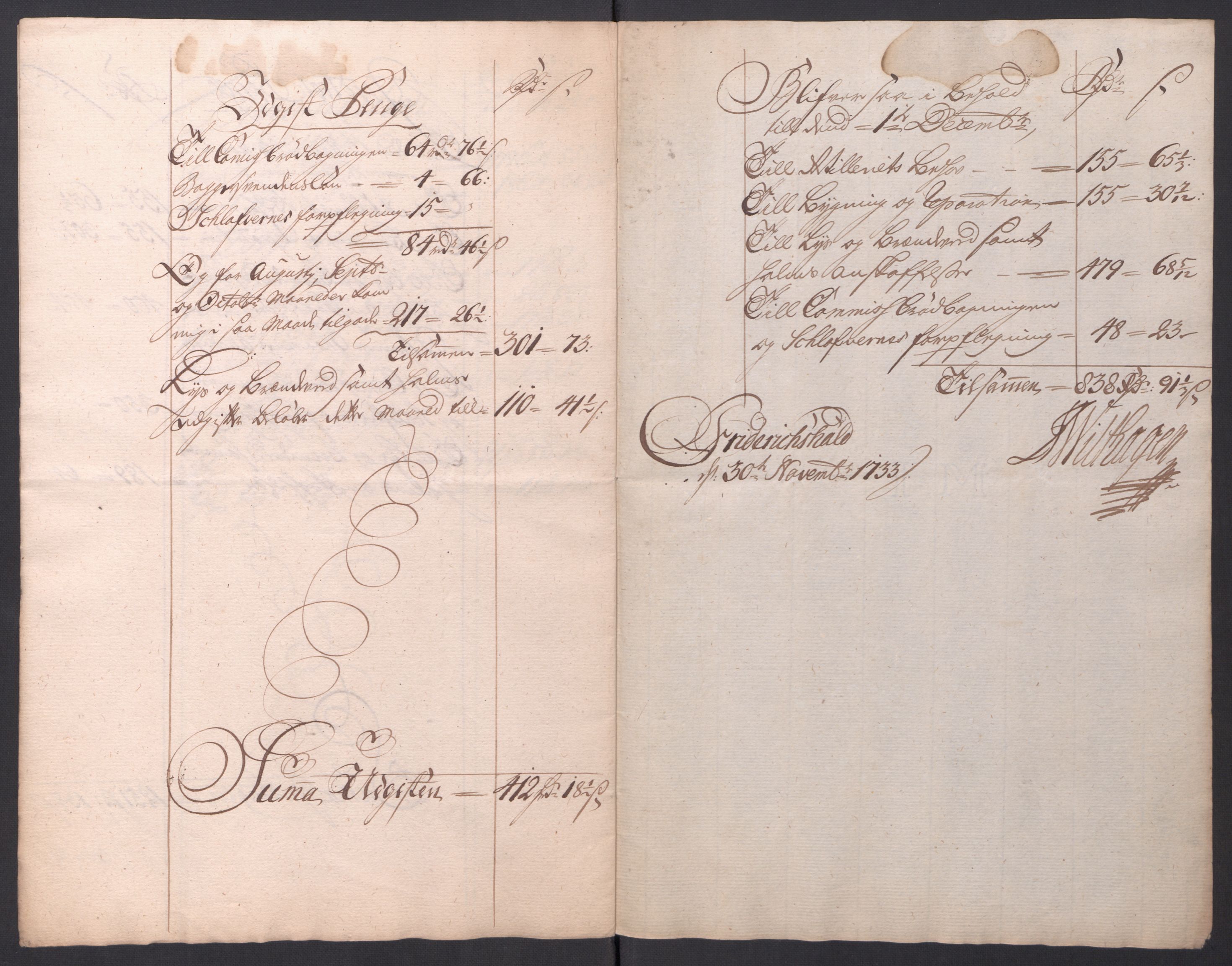 Kommanderende general (KG I) med Det norske krigsdirektorium, AV/RA-EA-5419/D/L0154: Fredriksten festning: Brev, inventarfortegnelser og regnskapsekstrakter, 1730-1739, p. 188