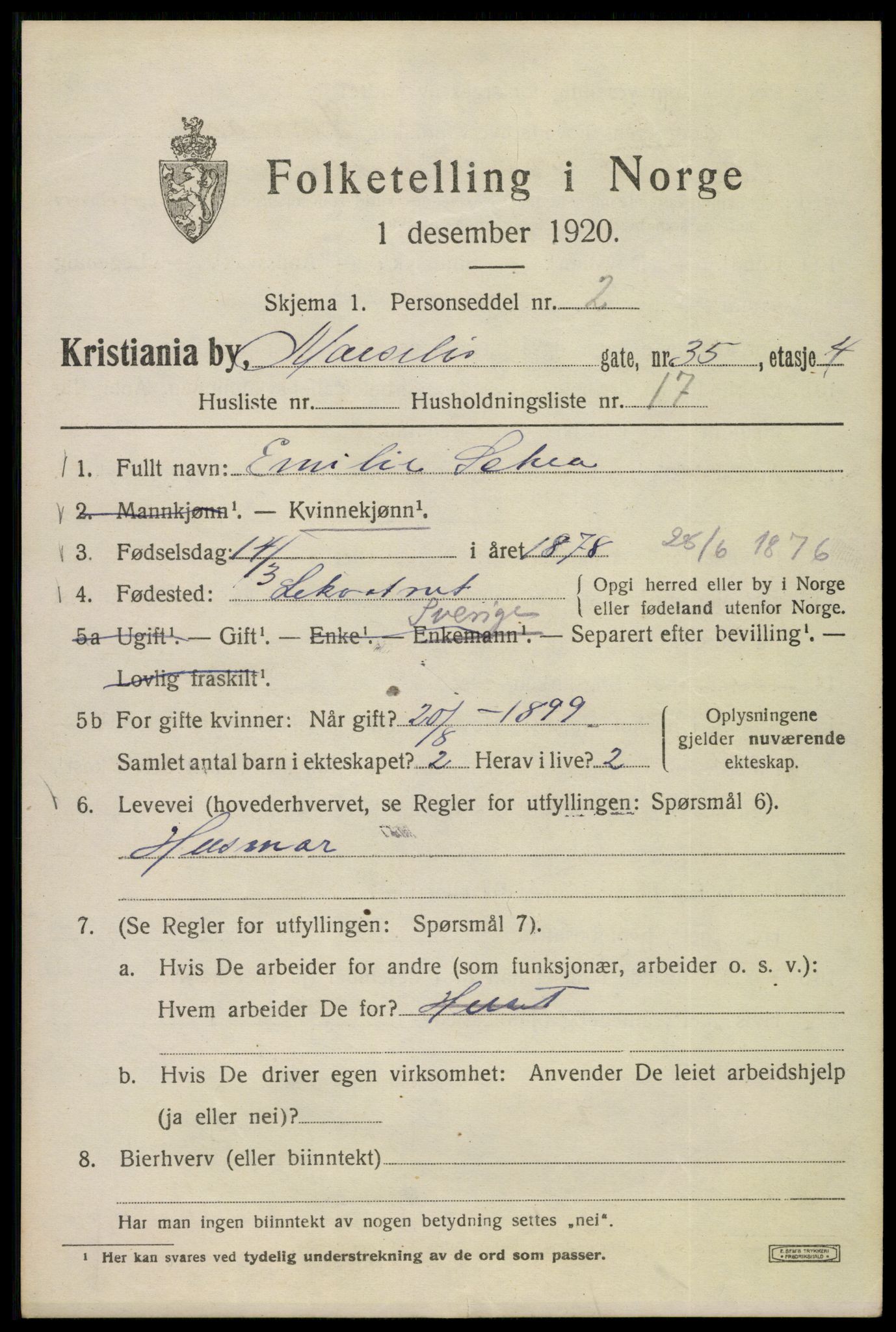 SAO, 1920 census for Kristiania, 1920, p. 392145