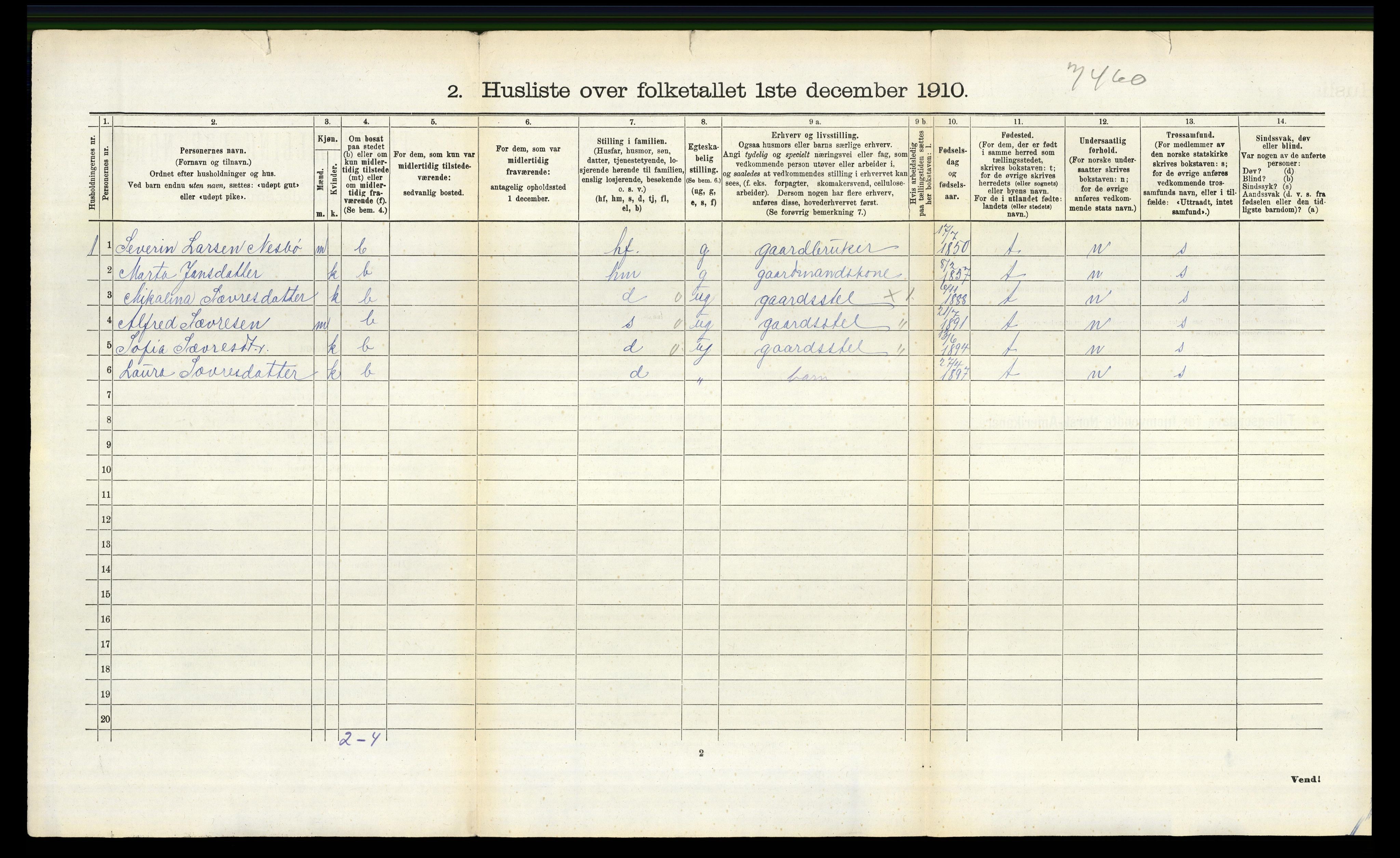 RA, 1910 census for Lindås, 1910, p. 1375