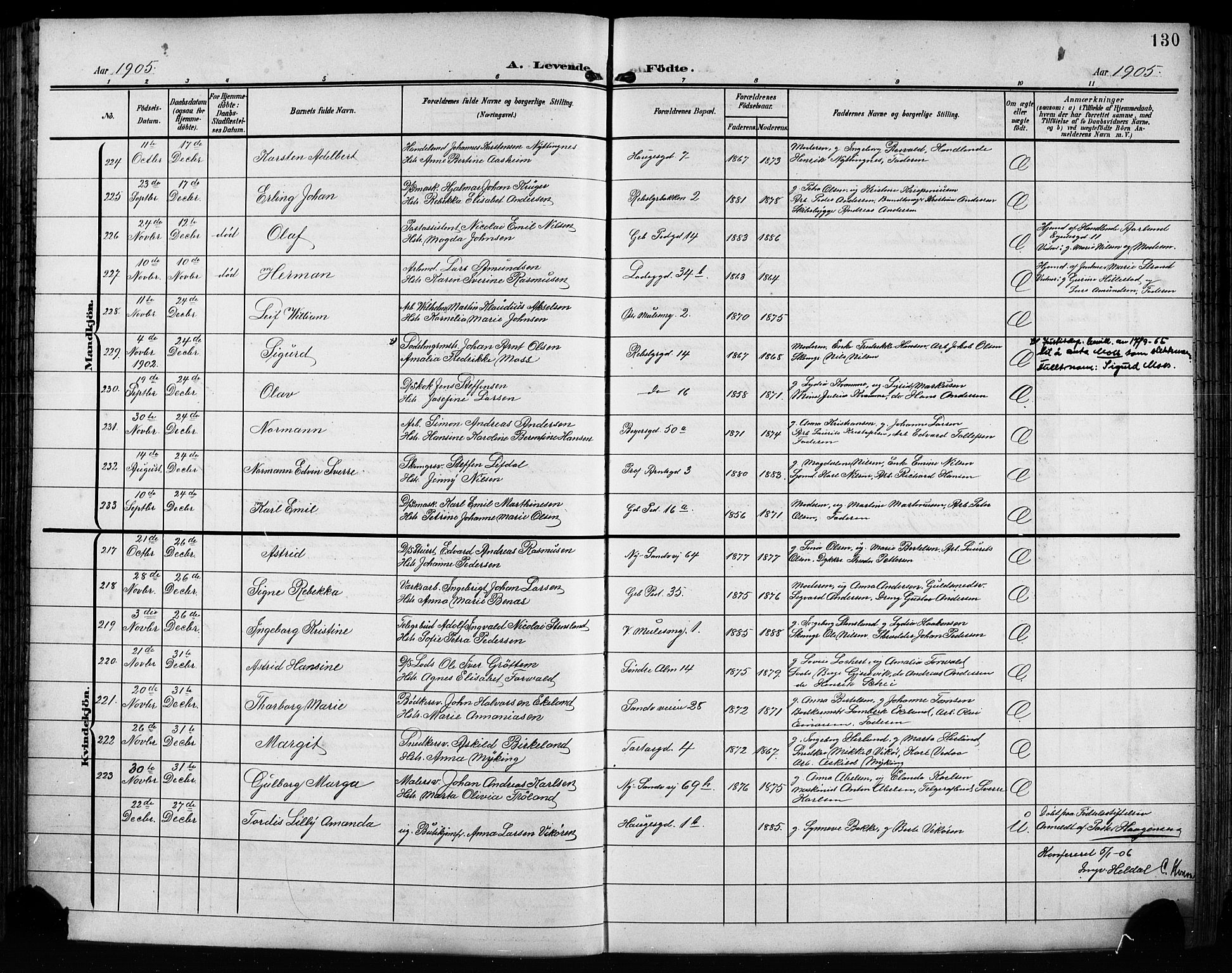 Sandviken Sokneprestembete, AV/SAB-A-77601/H/Hb/L0004: Parish register (copy) no. B 1, 1901-1914, p. 130