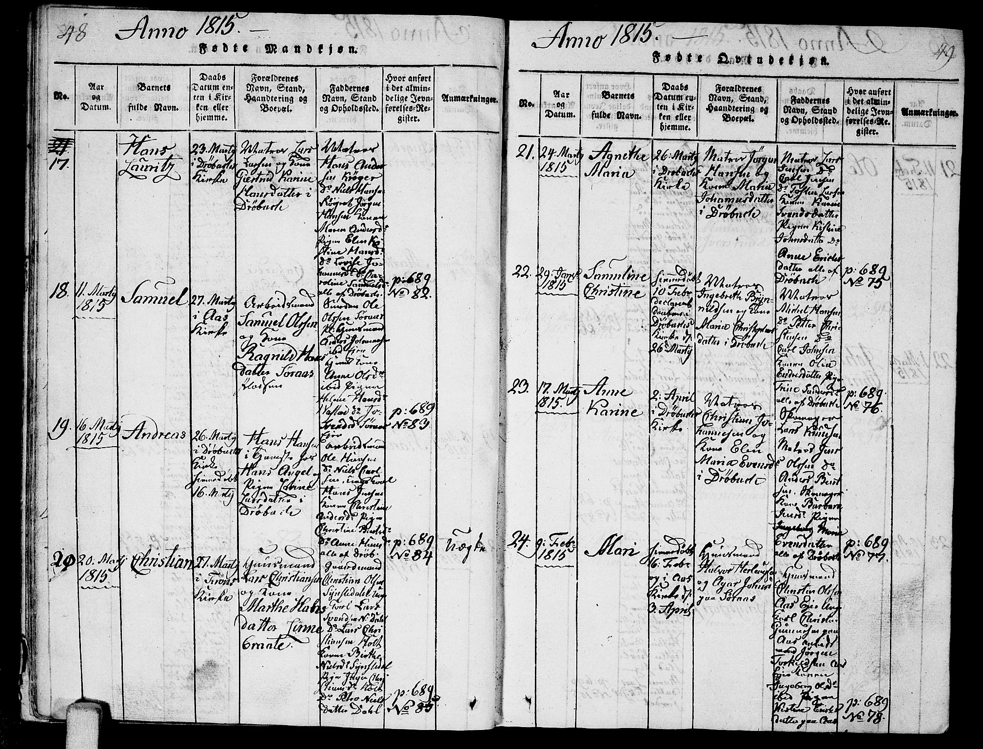 Ås prestekontor Kirkebøker, AV/SAO-A-10894/G/Ga/L0001: Parish register (copy) no. I 1, 1814-1820, p. 48-49