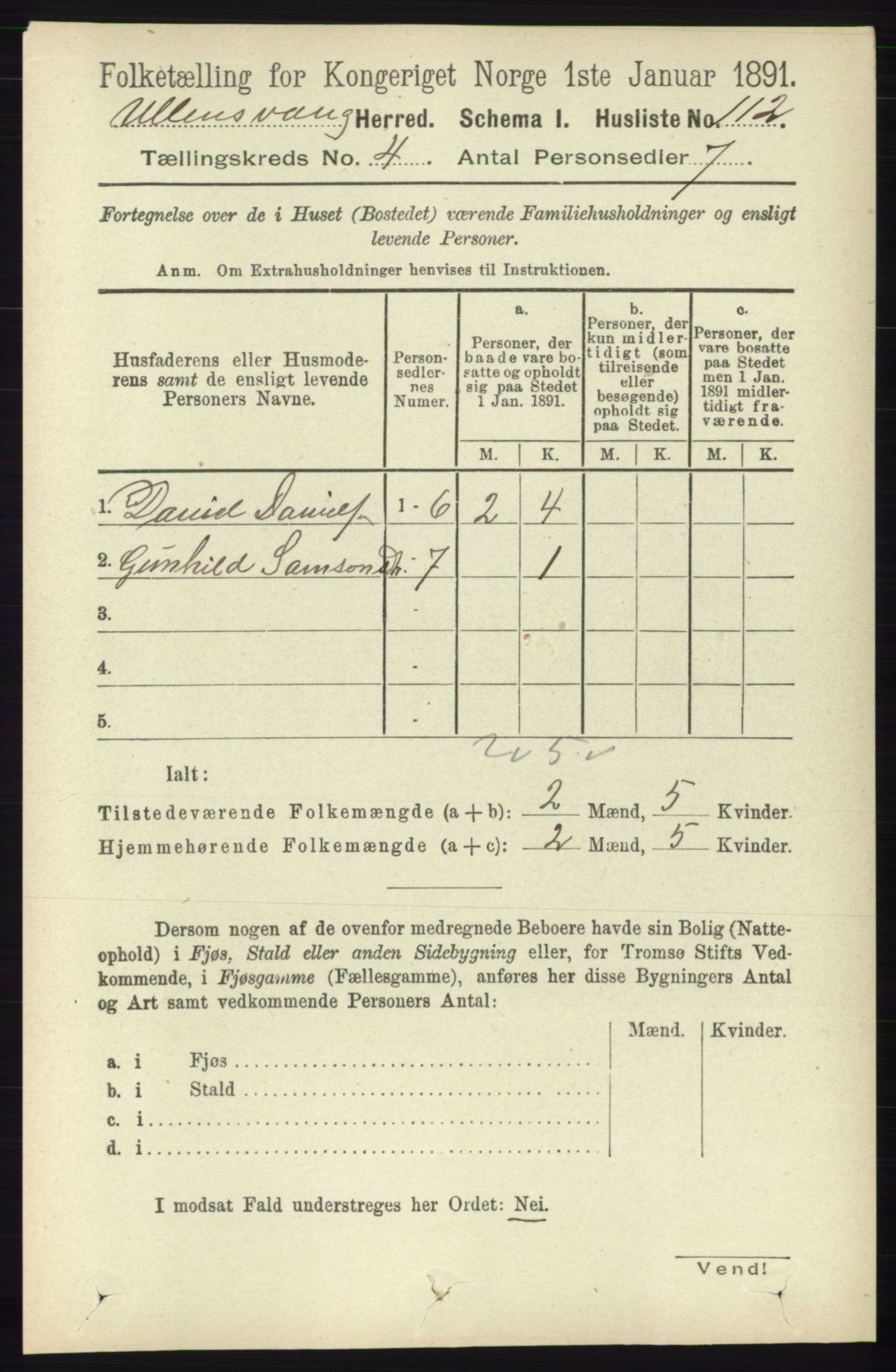 RA, 1891 census for 1230 Ullensvang, 1891, p. 968