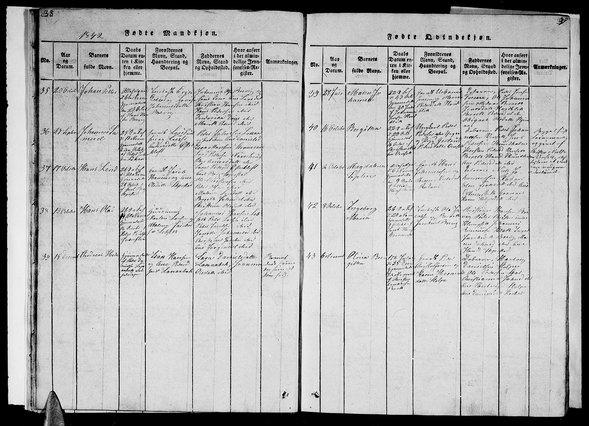 Ministerialprotokoller, klokkerbøker og fødselsregistre - Nordland, AV/SAT-A-1459/852/L0752: Parish register (copy) no. 852C03, 1840-1855, p. 38-39