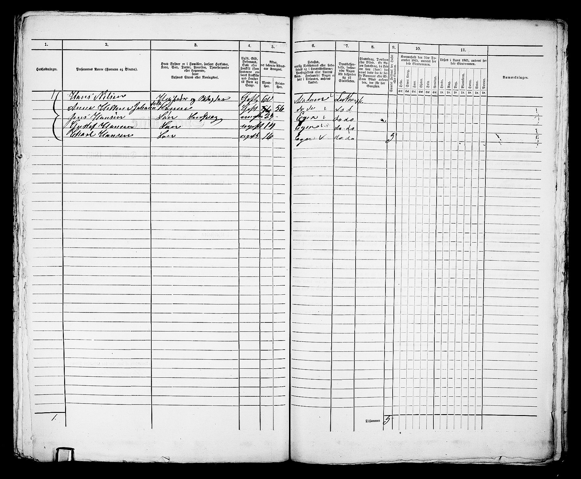 RA, 1865 census for Bragernes in Drammen, 1865, p. 1206