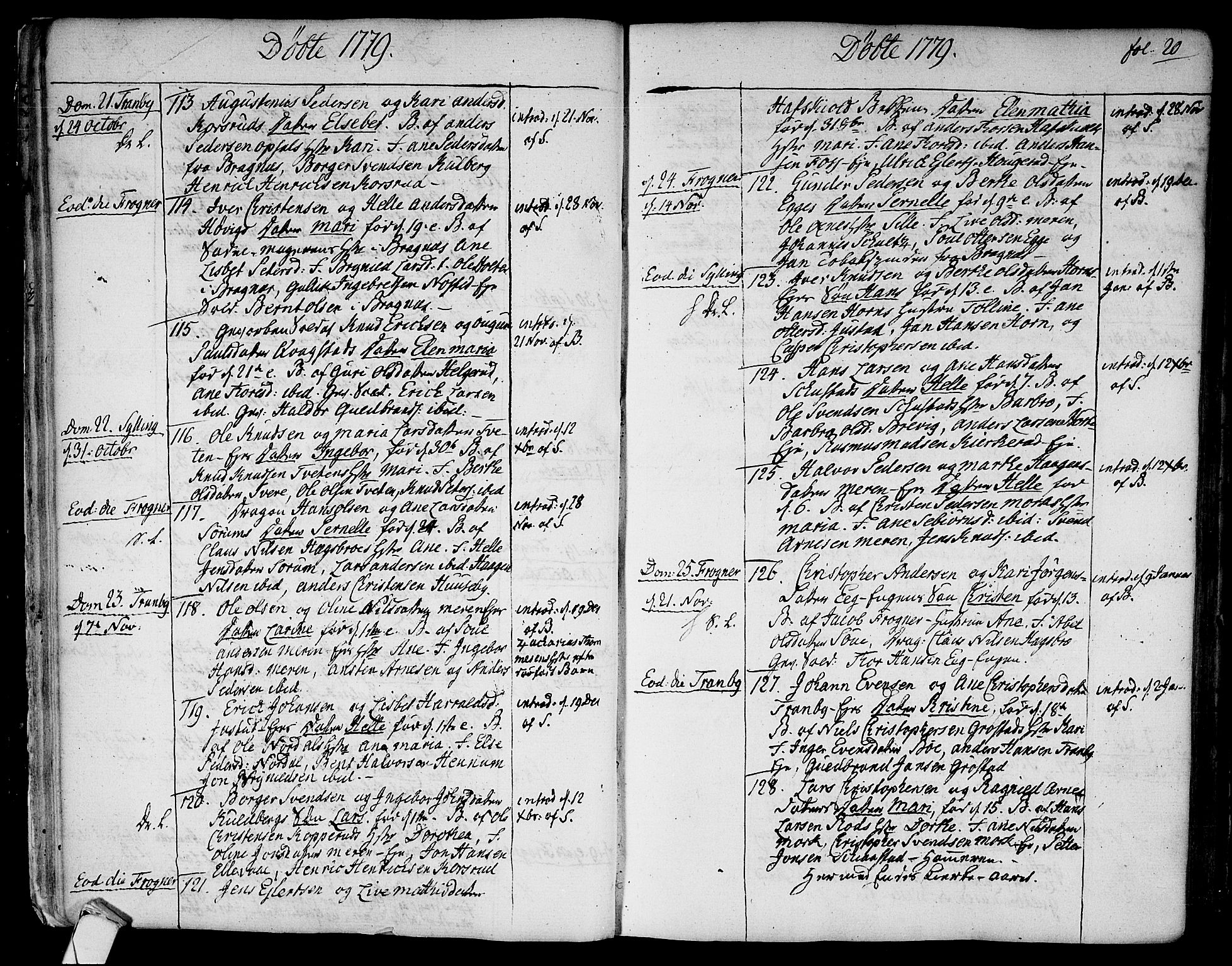 Lier kirkebøker, SAKO/A-230/F/Fa/L0006: Parish register (official) no. I 6, 1777-1794, p. 20