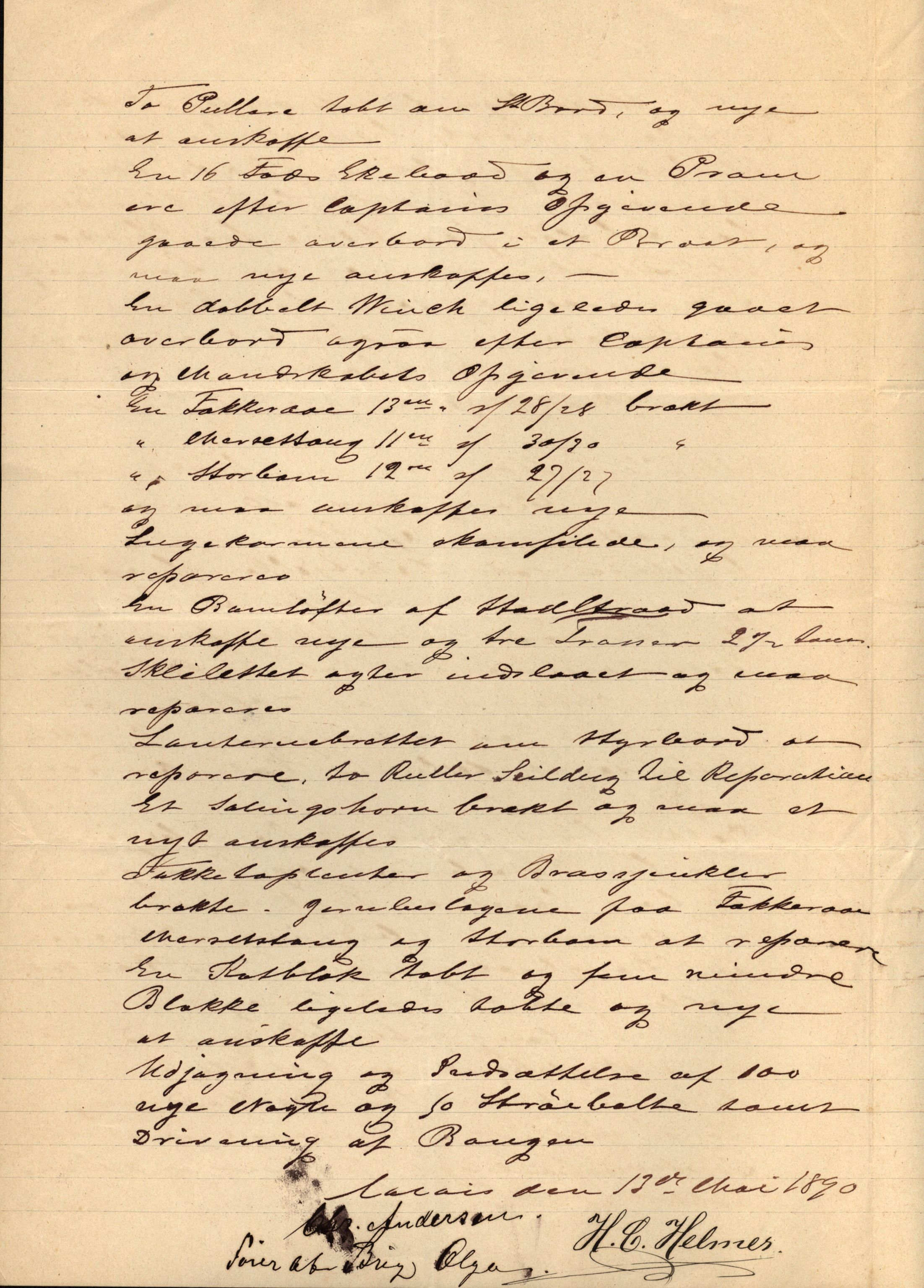 Pa 63 - Østlandske skibsassuranceforening, VEMU/A-1079/G/Ga/L0025/0004: Havaridokumenter / Imanuel, Hefhi, Guldregn, Haabet, Harald, Windsor, 1890, p. 98