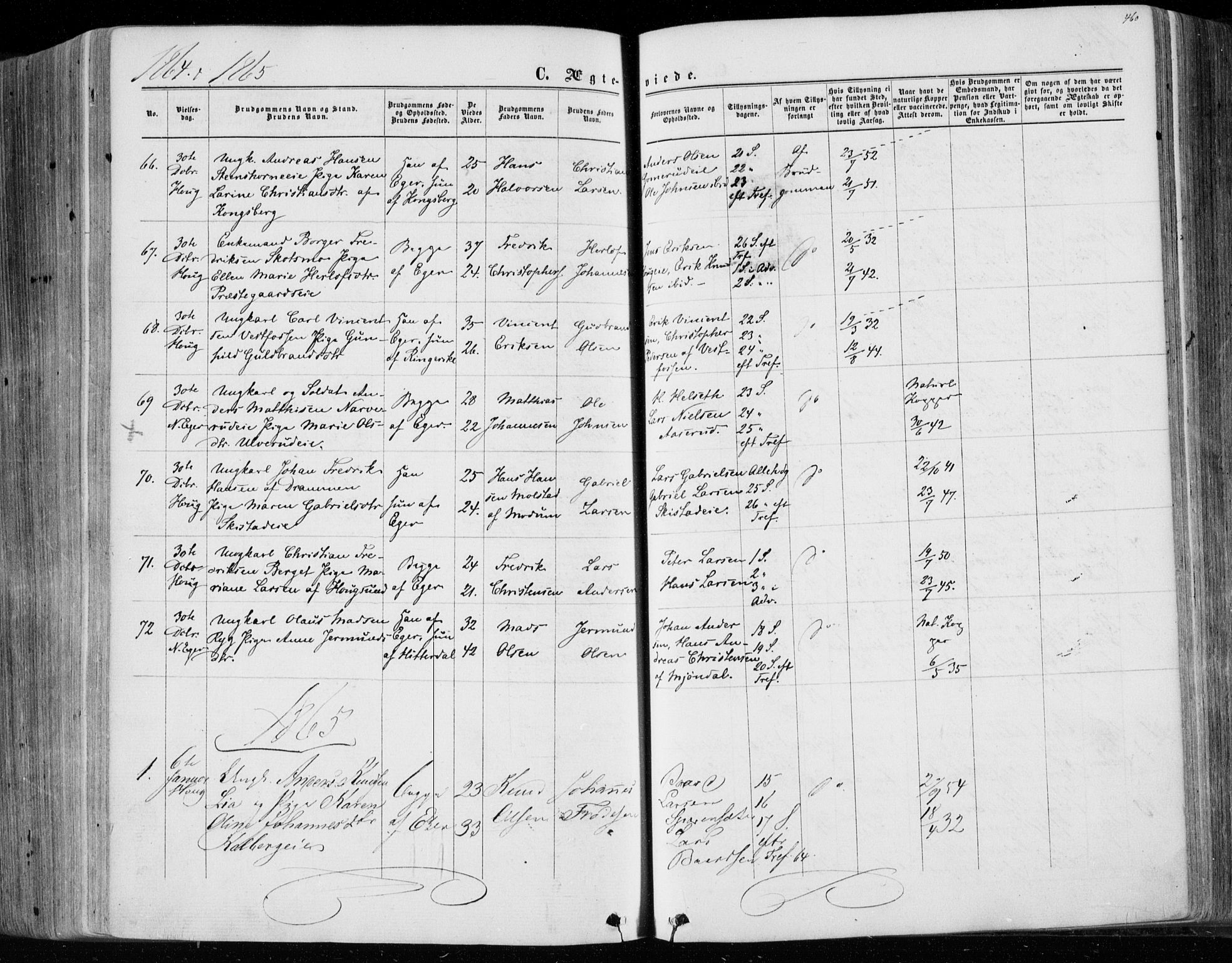 Eiker kirkebøker, SAKO/A-4/F/Fa/L0016: Parish register (official) no. I 16, 1860-1868, p. 460