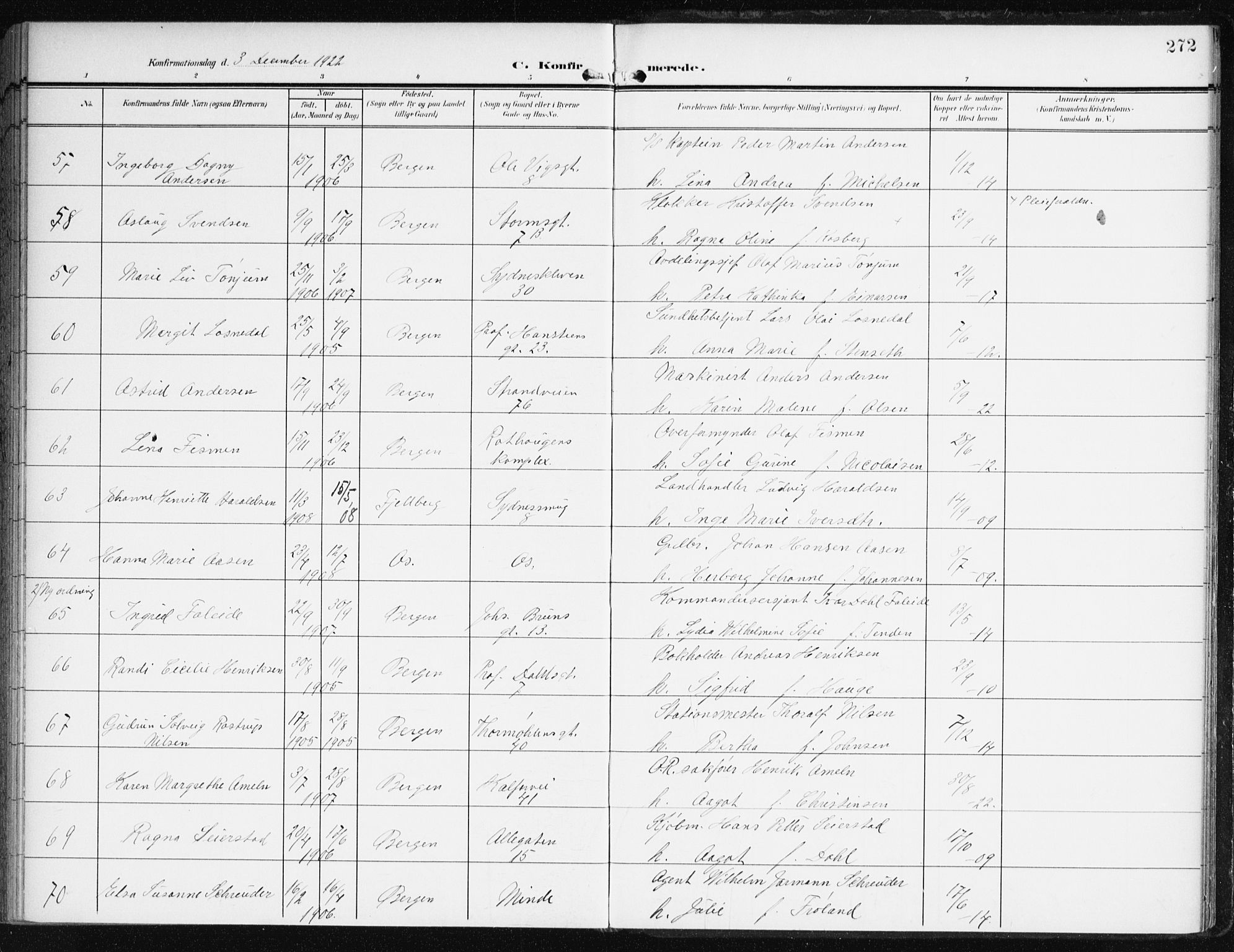 Johanneskirken sokneprestembete, AV/SAB-A-76001/H/Haa/L0009: Parish register (official) no. C 2, 1907-1924, p. 272