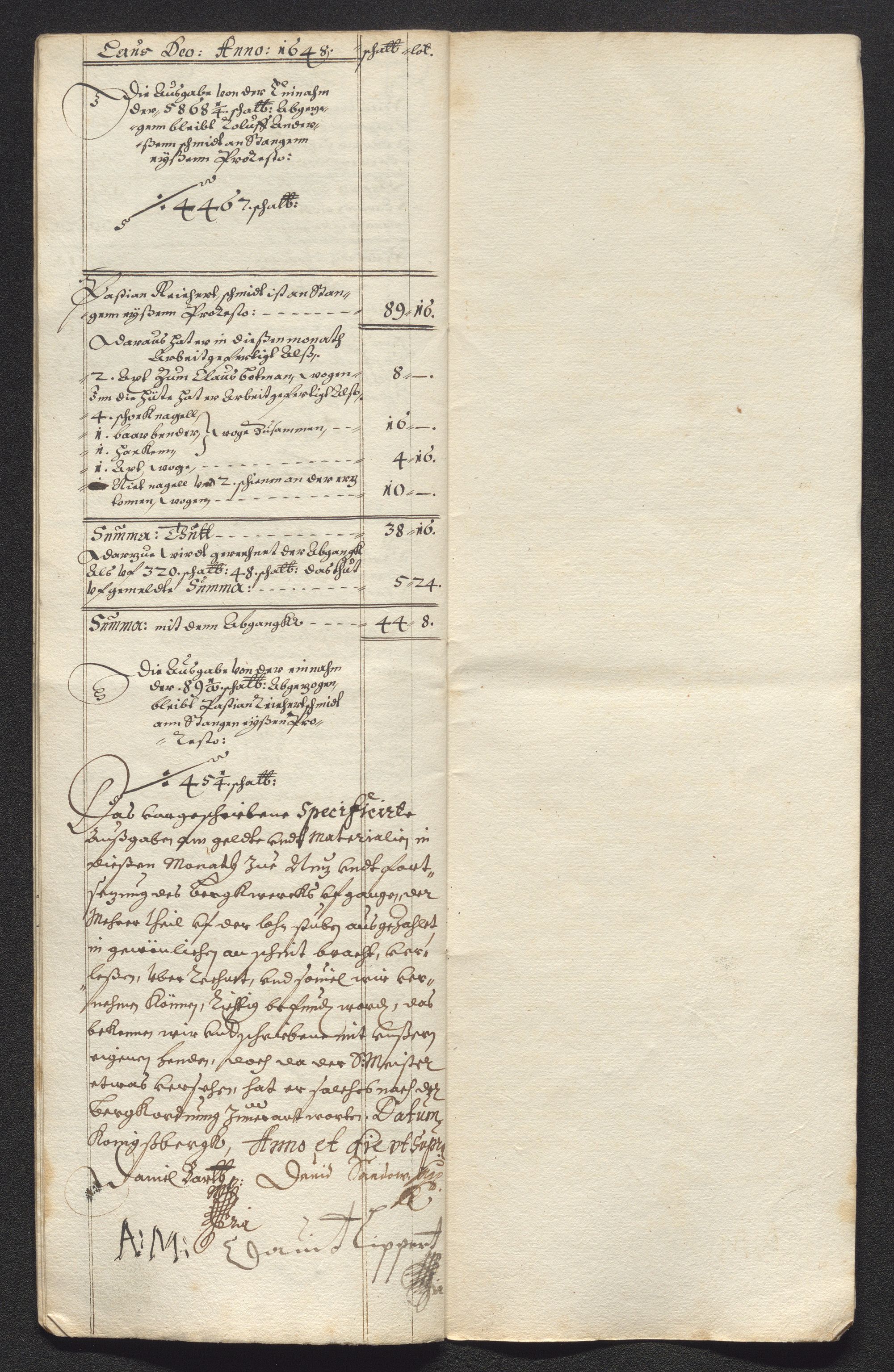 Kongsberg Sølvverk 1623-1816, SAKO/EA-3135/001/D/Dc/Dcd/L0022: Utgiftsregnskap for gruver m.m., 1647-1648, p. 716