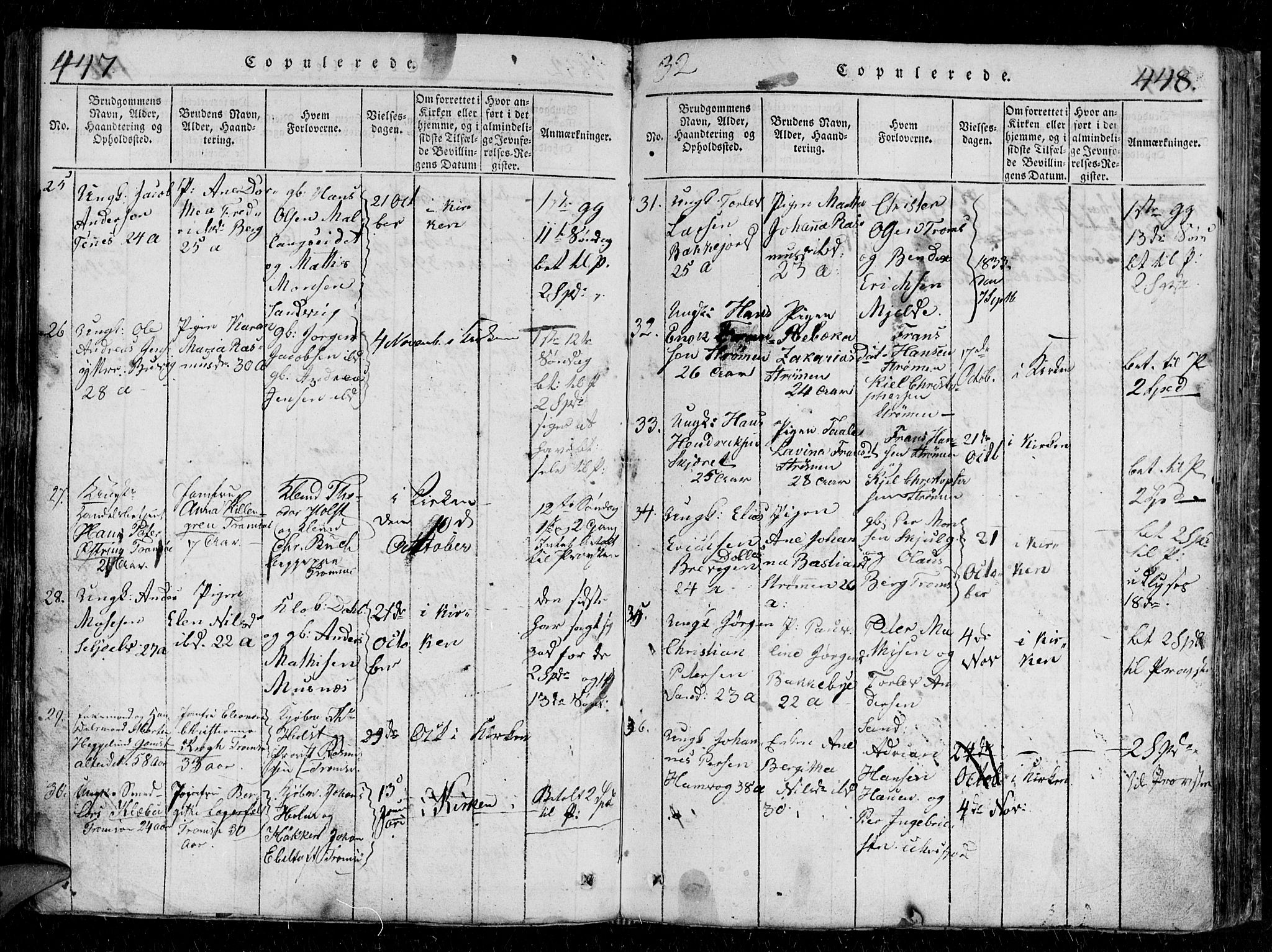 Tromsø sokneprestkontor/stiftsprosti/domprosti, AV/SATØ-S-1343/G/Gb/L0001klokker: Parish register (copy) no. 1, 1821-1833, p. 447-448