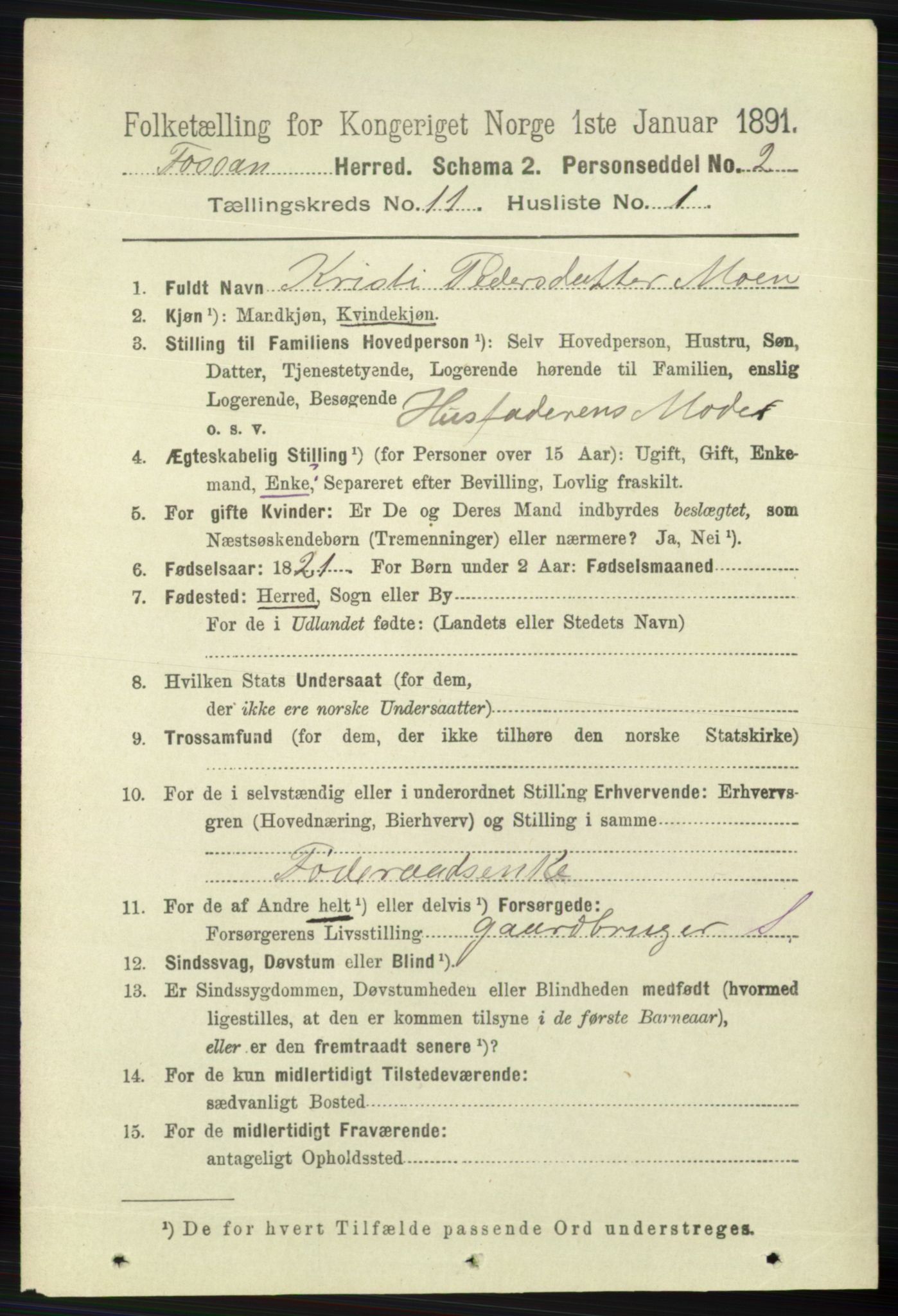 RA, 1891 census for 1129 Forsand, 1891, p. 1796