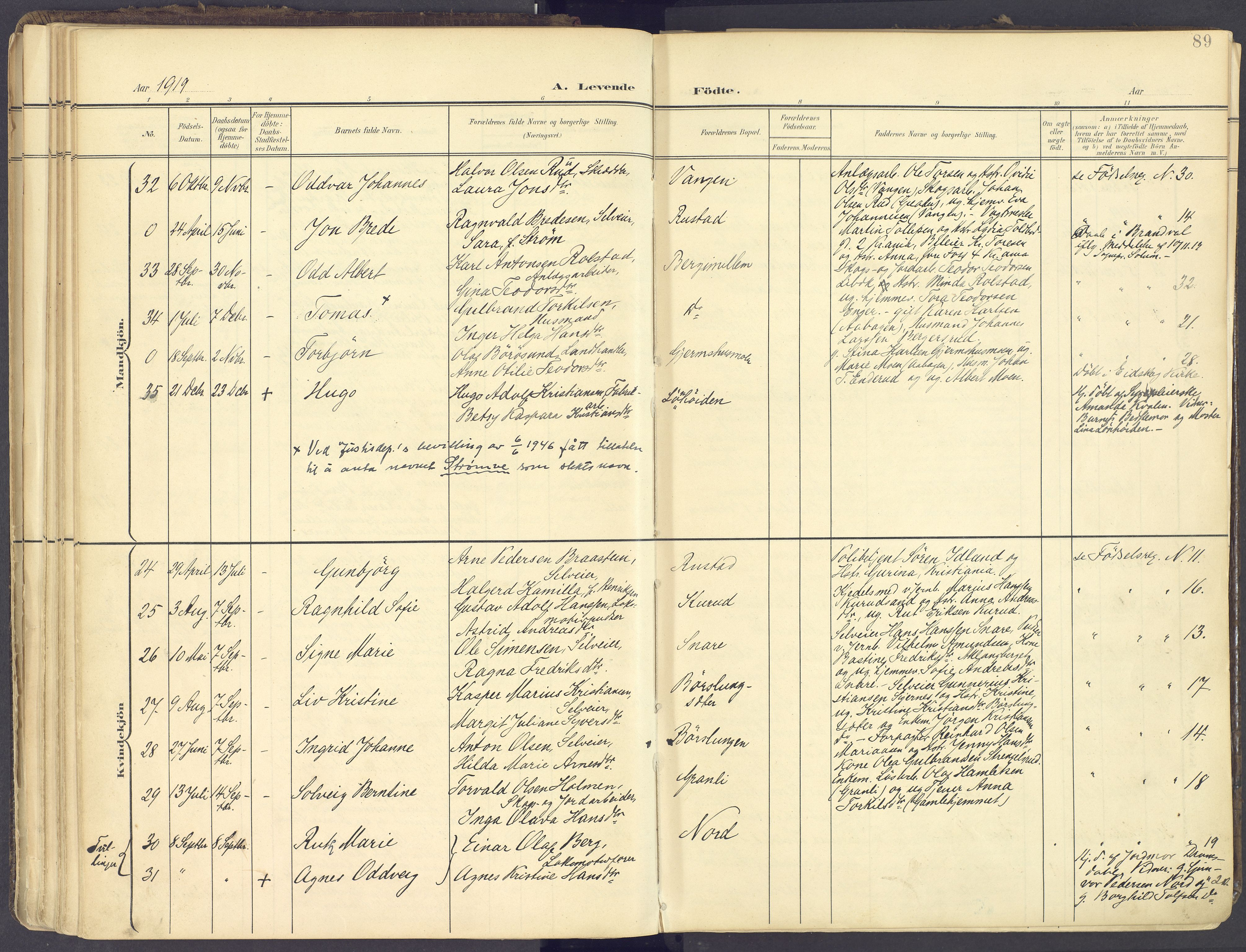 Vinger prestekontor, AV/SAH-PREST-024/H/Ha/Haa/L0017: Parish register (official) no. 17, 1901-1927, p. 89