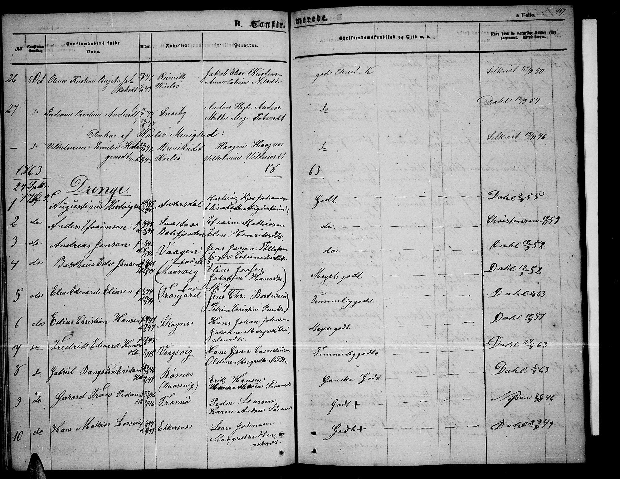 Tromsøysund sokneprestkontor, SATØ/S-1304/G/Gb/L0001klokker: Parish register (copy) no. 1, 1857-1869, p. 117