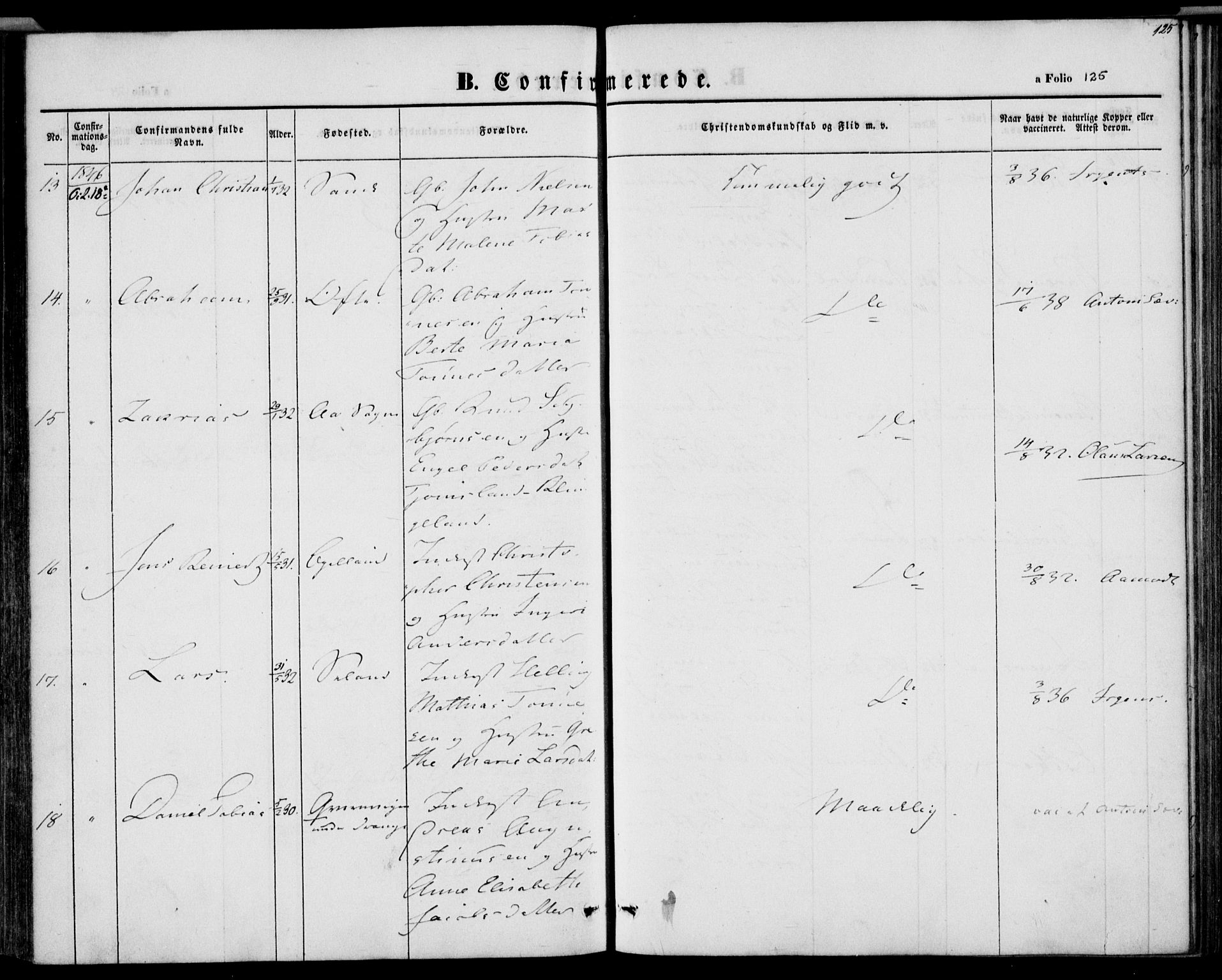 Herad sokneprestkontor, AV/SAK-1111-0018/F/Fa/Faa/L0004: Parish register (official) no. A 4, 1844-1853, p. 125