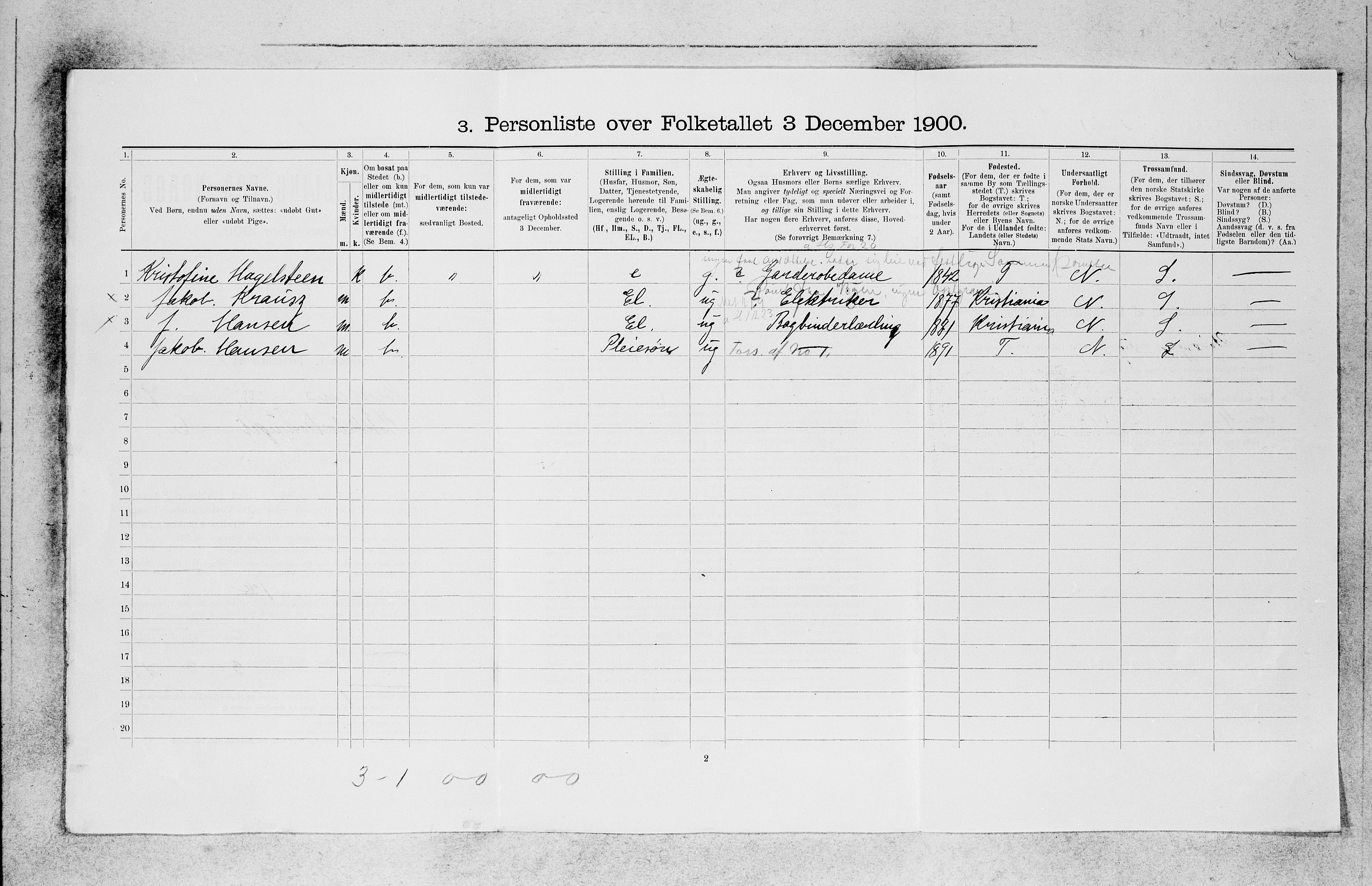 SAB, 1900 census for Bergen, 1900, p. 20718