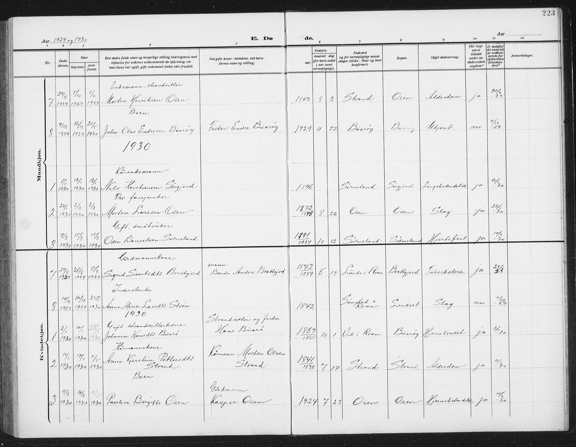 Ministerialprotokoller, klokkerbøker og fødselsregistre - Sør-Trøndelag, SAT/A-1456/658/L0727: Parish register (copy) no. 658C03, 1909-1935, p. 223