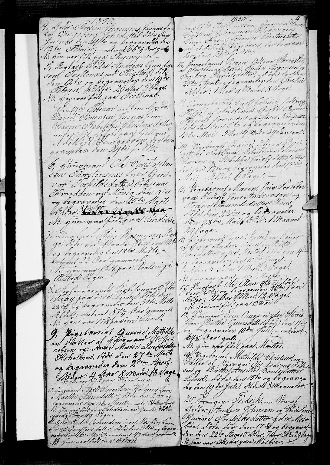 Oddernes sokneprestkontor, AV/SAK-1111-0033/F/Fb/Fba/L0005: Parish register (copy) no. B 5, 1846-1859, p. 11