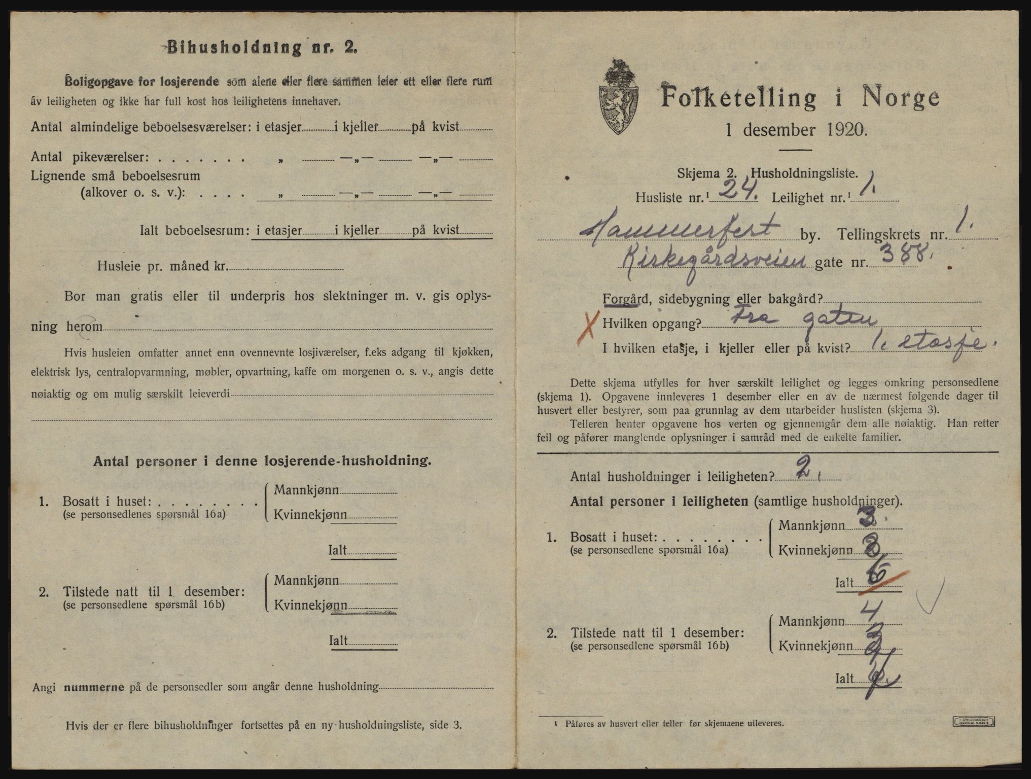 SATØ, 1920 census for Hammerfest, 1920, p. 1106