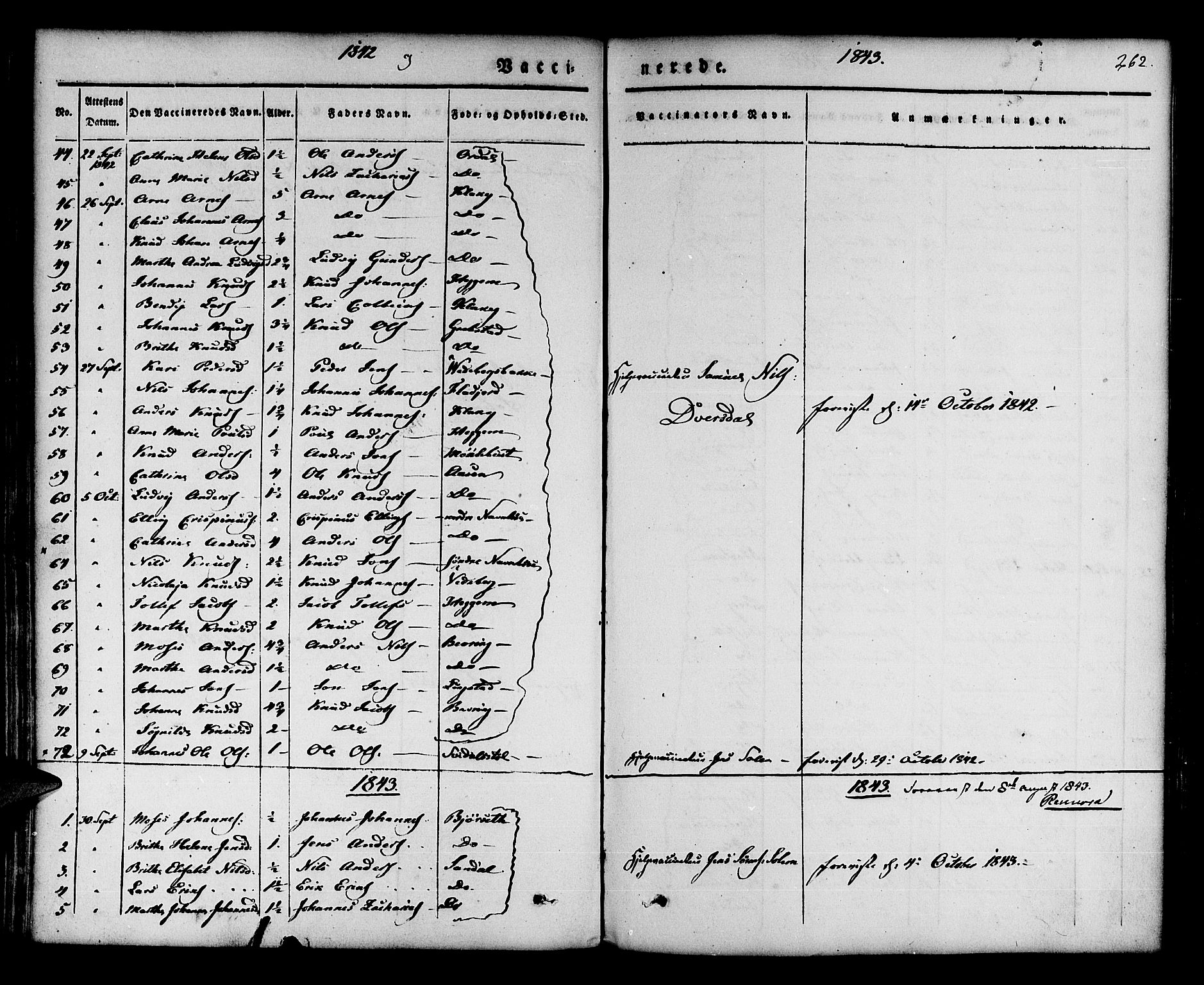 Jølster sokneprestembete, SAB/A-80701/H/Haa/Haaa/L0009: Parish register (official) no. A 9, 1833-1848, p. 262