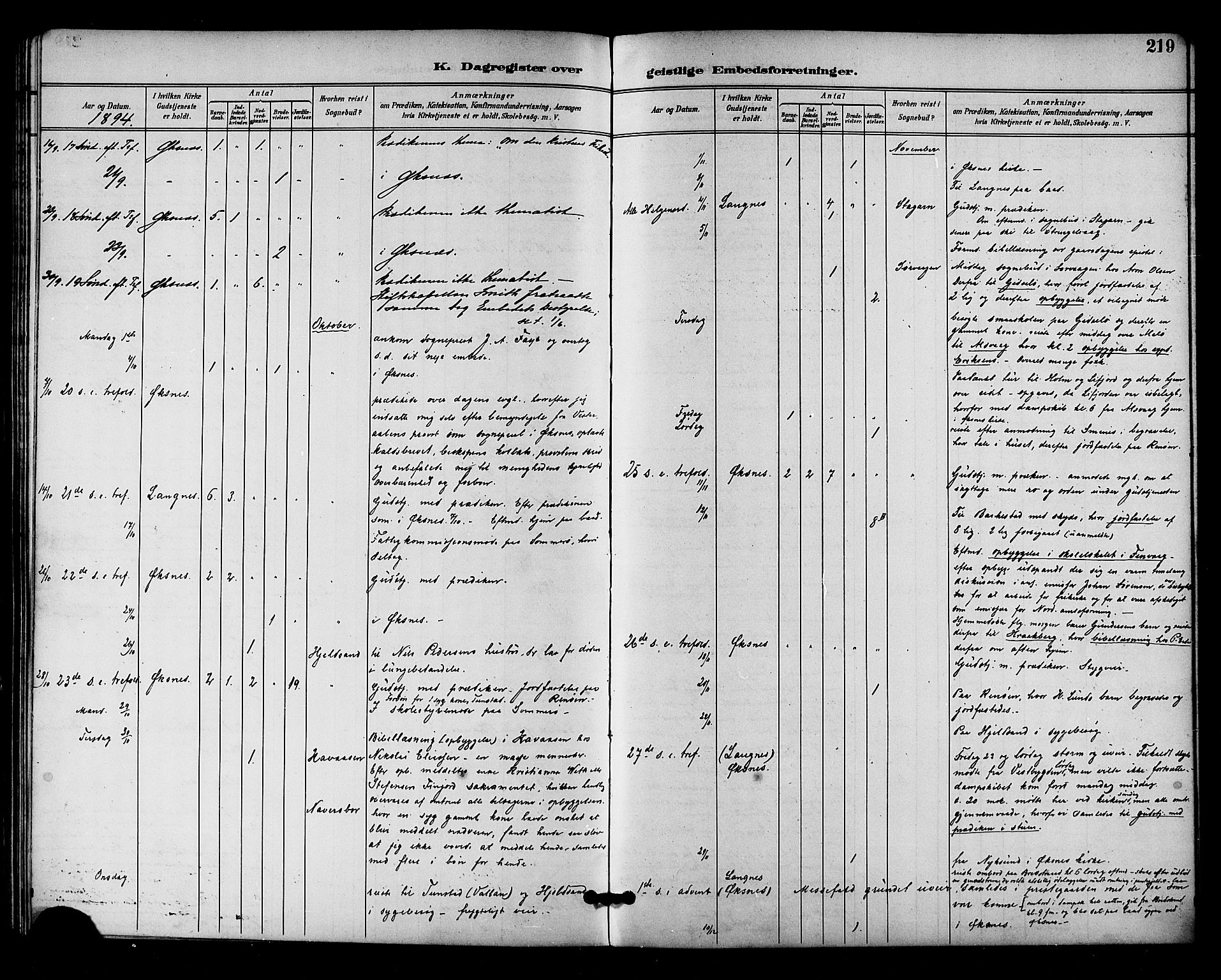 Ministerialprotokoller, klokkerbøker og fødselsregistre - Nordland, AV/SAT-A-1459/893/L1338: Parish register (official) no. 893A10, 1894-1903, p. 219