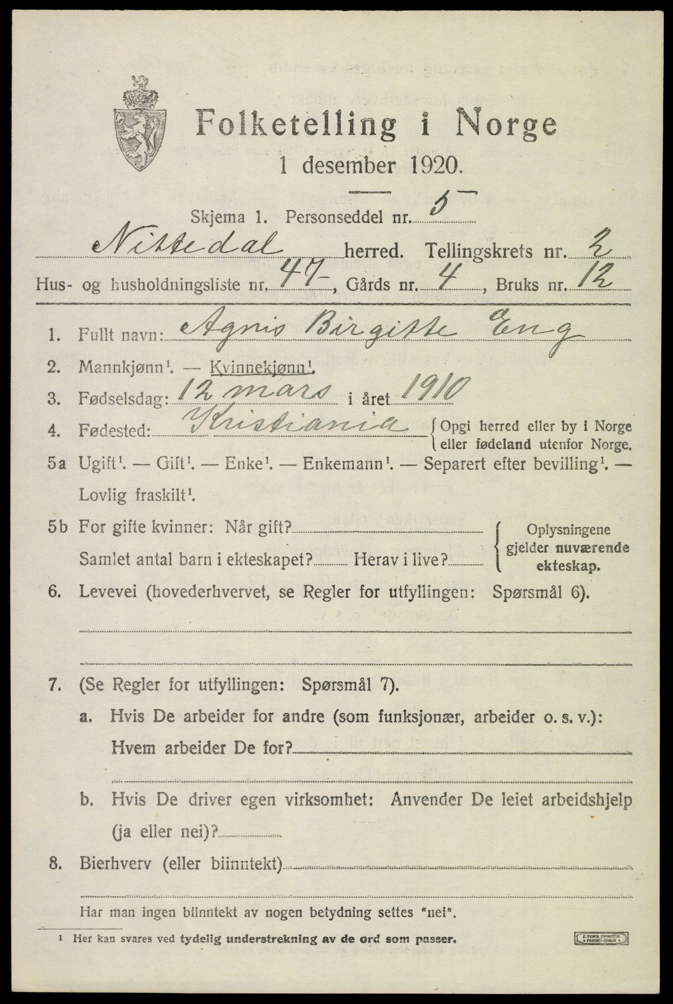 SAO, 1920 census for Nittedal, 1920, p. 2428