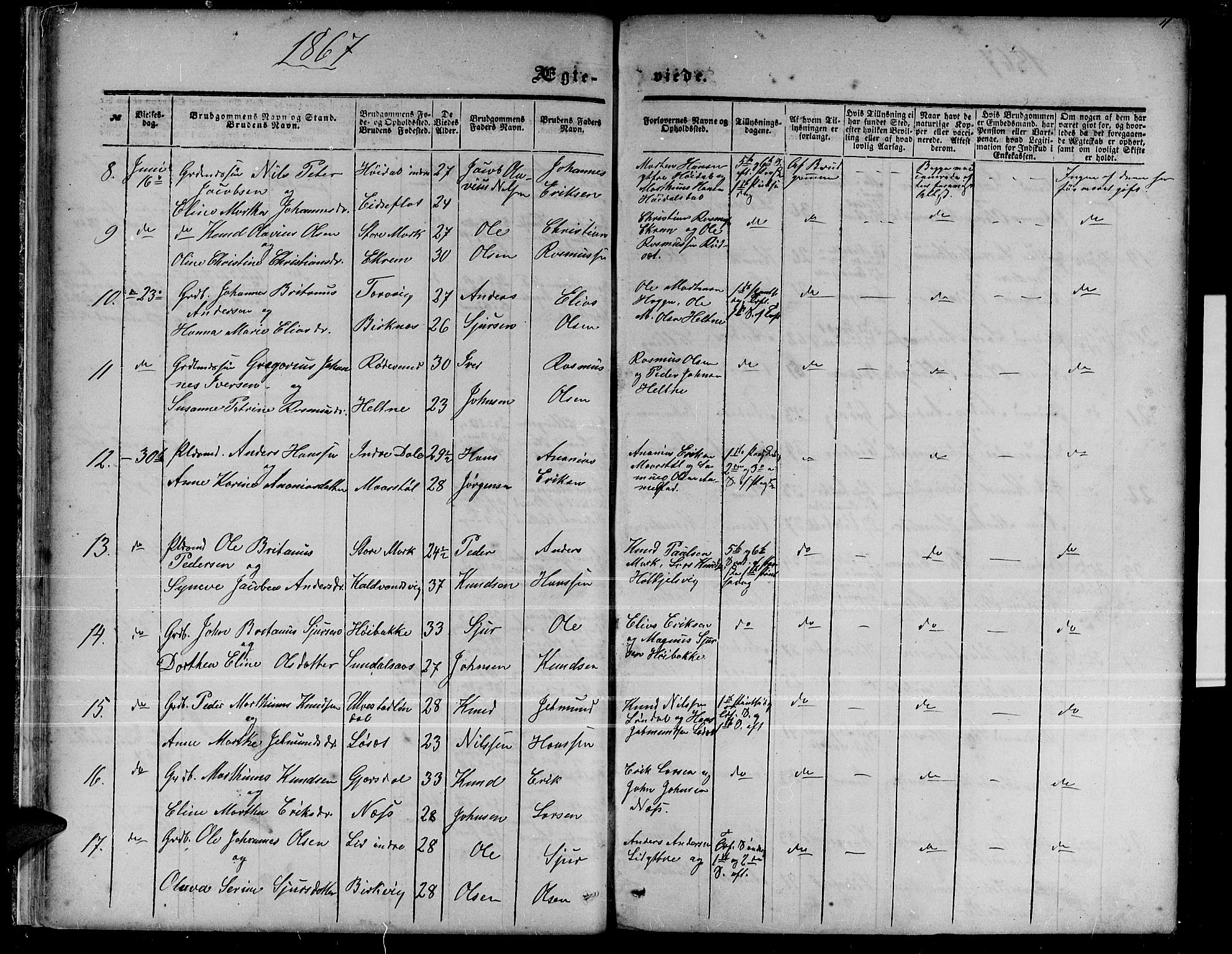 Ministerialprotokoller, klokkerbøker og fødselsregistre - Møre og Romsdal, AV/SAT-A-1454/511/L0157: Parish register (copy) no. 511C03, 1864-1884, p. 11