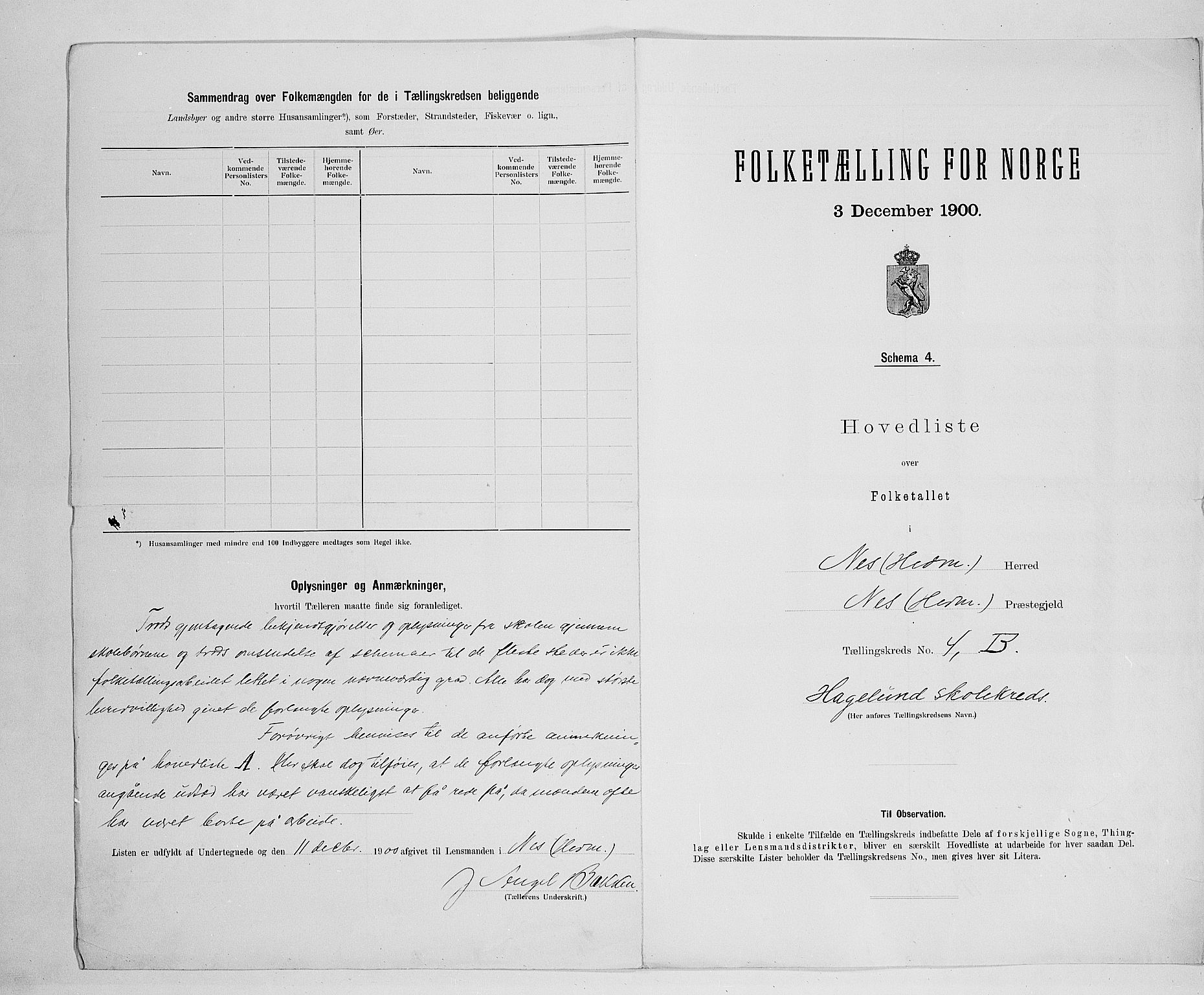 SAH, 1900 census for Nes, 1900, p. 27