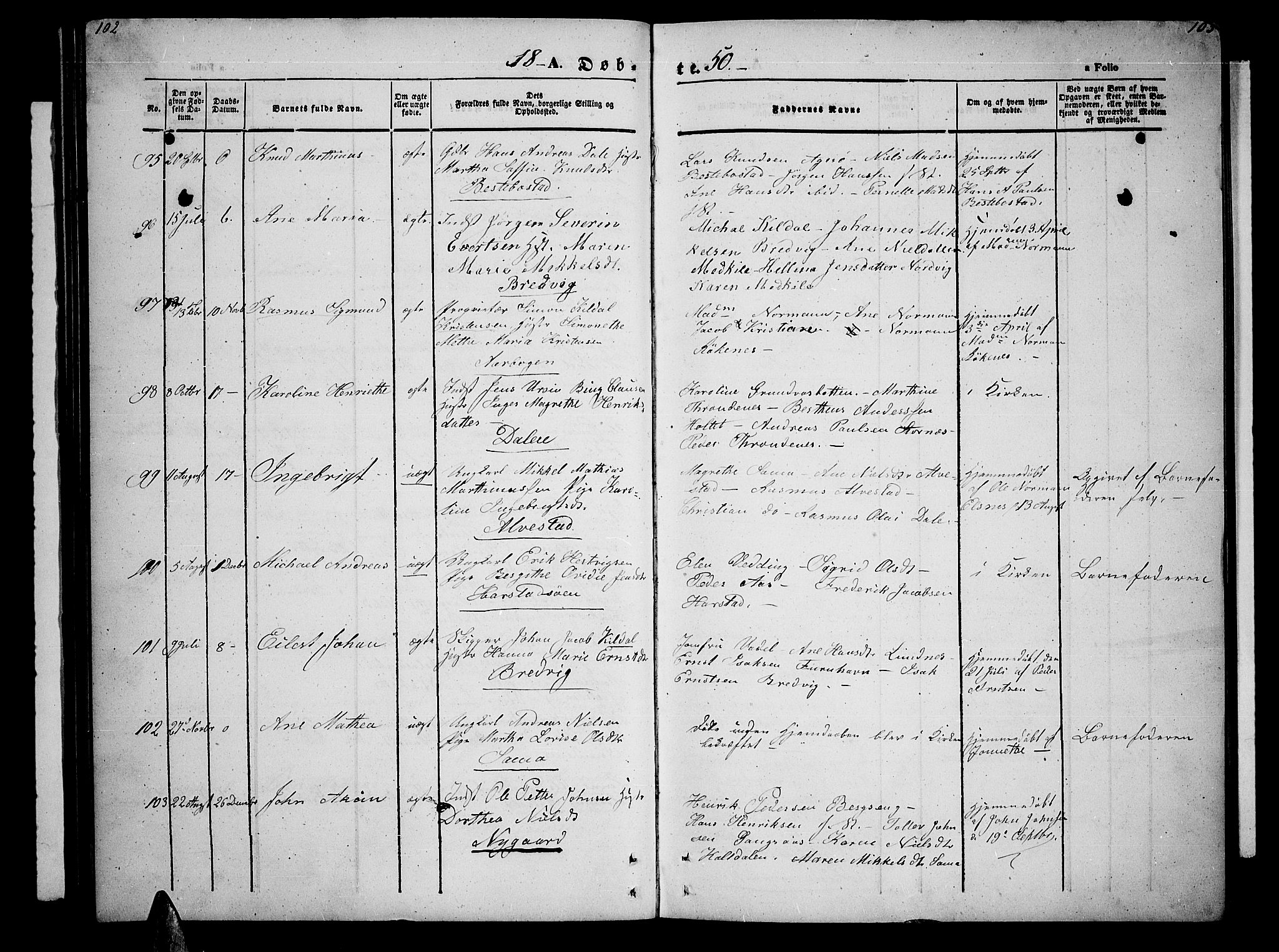 Trondenes sokneprestkontor, SATØ/S-1319/H/Hb/L0006klokker: Parish register (copy) no. 6, 1845-1855, p. 102-103
