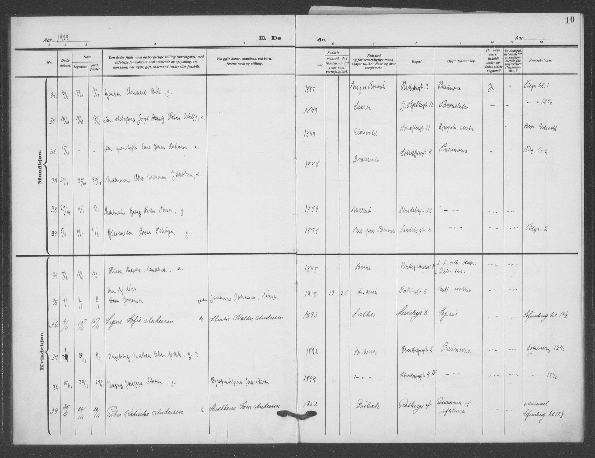 Matteus prestekontor Kirkebøker, AV/SAO-A-10870/F/Fa/L0004: Parish register (official) no. 4, 1917-1938, p. 10