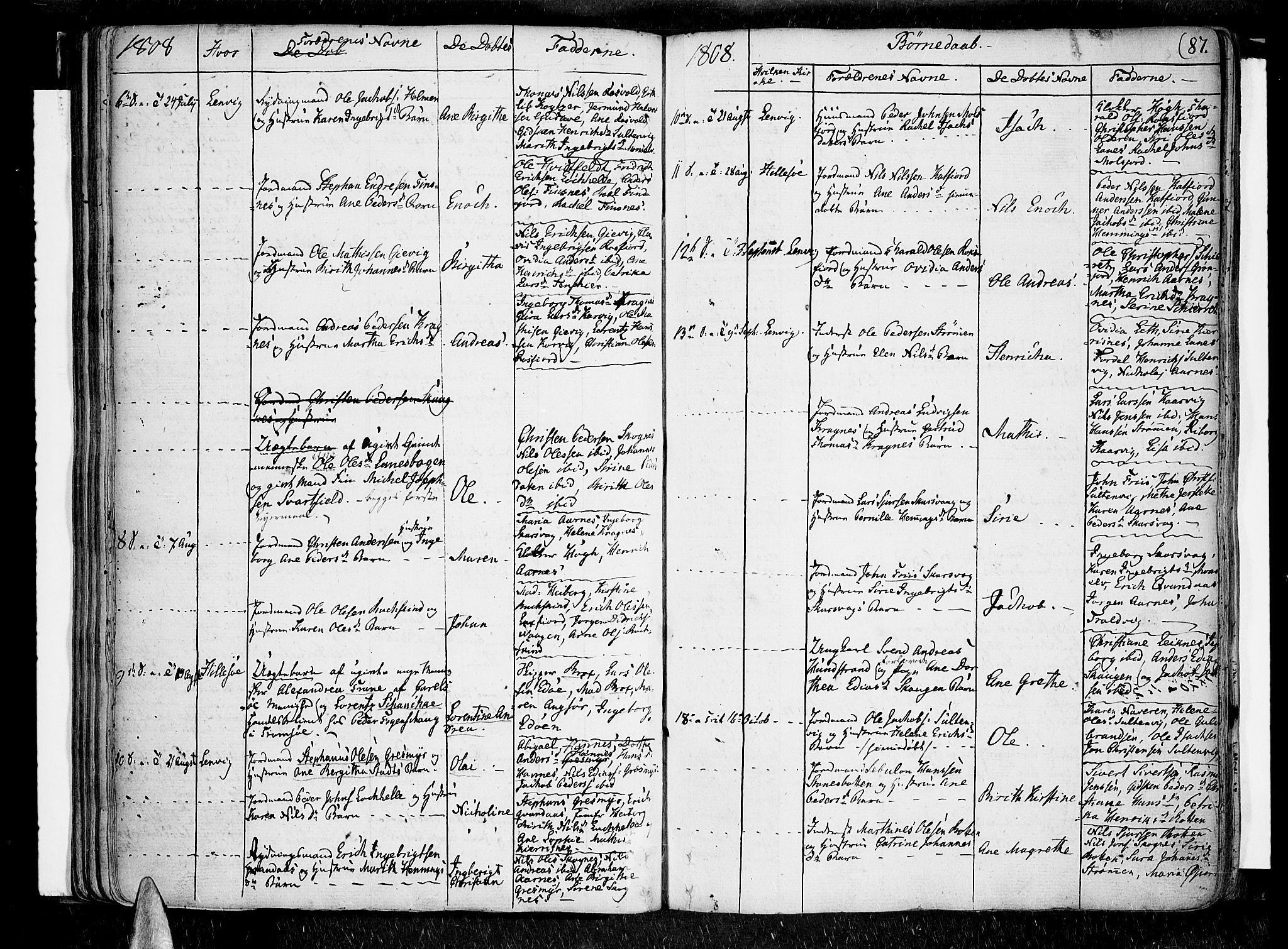 Lenvik sokneprestembete, SATØ/S-1310/H/Ha/Haa/L0002kirke: Parish register (official) no. 2, 1784-1820, p. 87