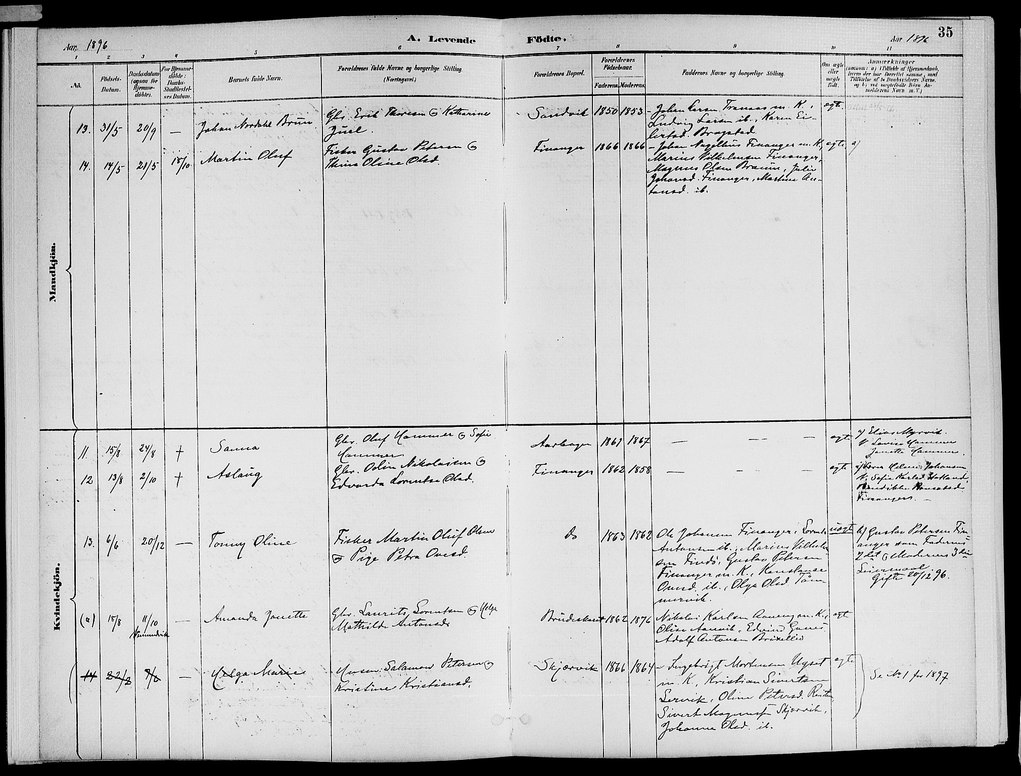 Ministerialprotokoller, klokkerbøker og fødselsregistre - Nord-Trøndelag, AV/SAT-A-1458/773/L0617: Parish register (official) no. 773A08, 1887-1910, p. 35