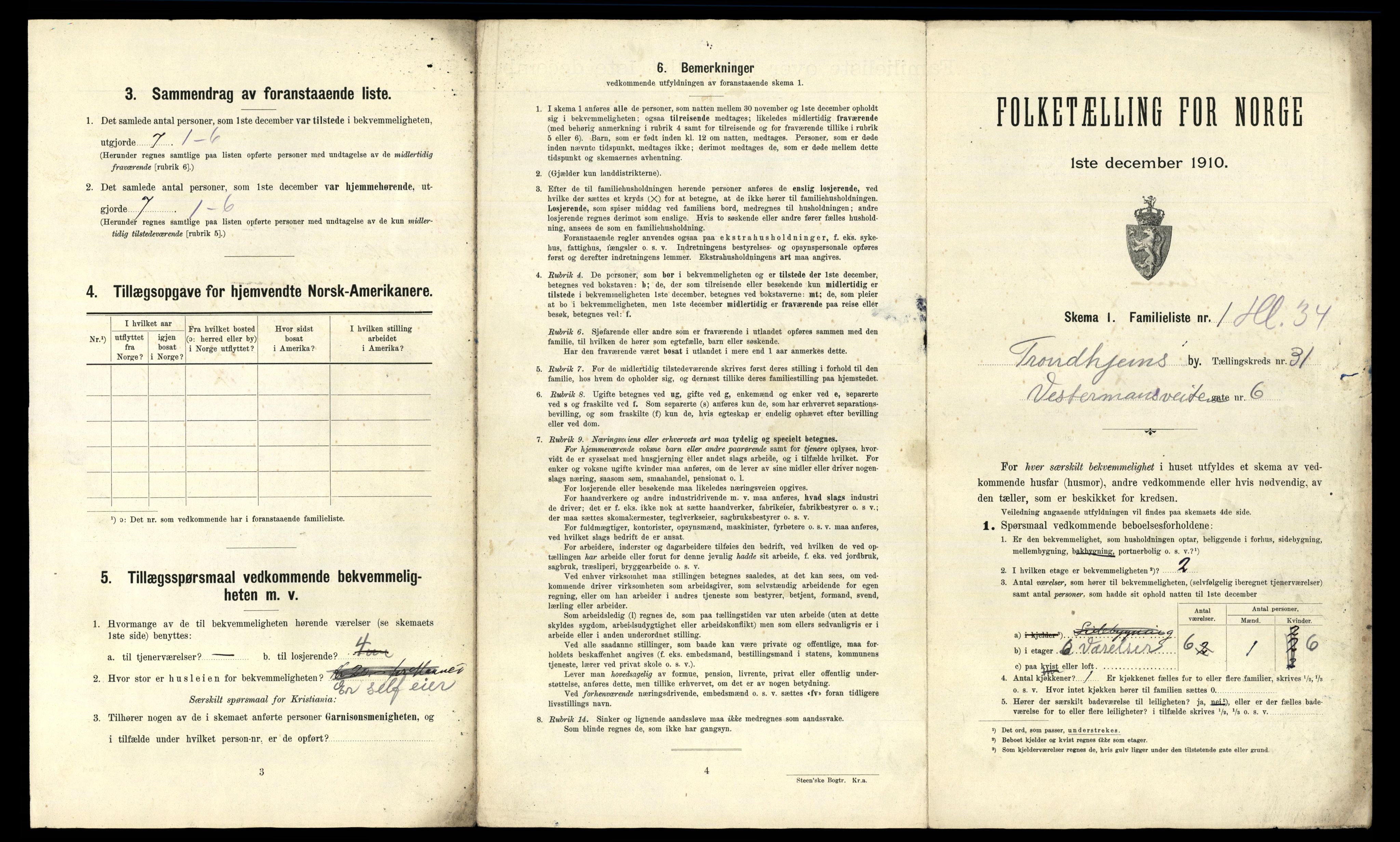 RA, 1910 census for Trondheim, 1910, p. 8763