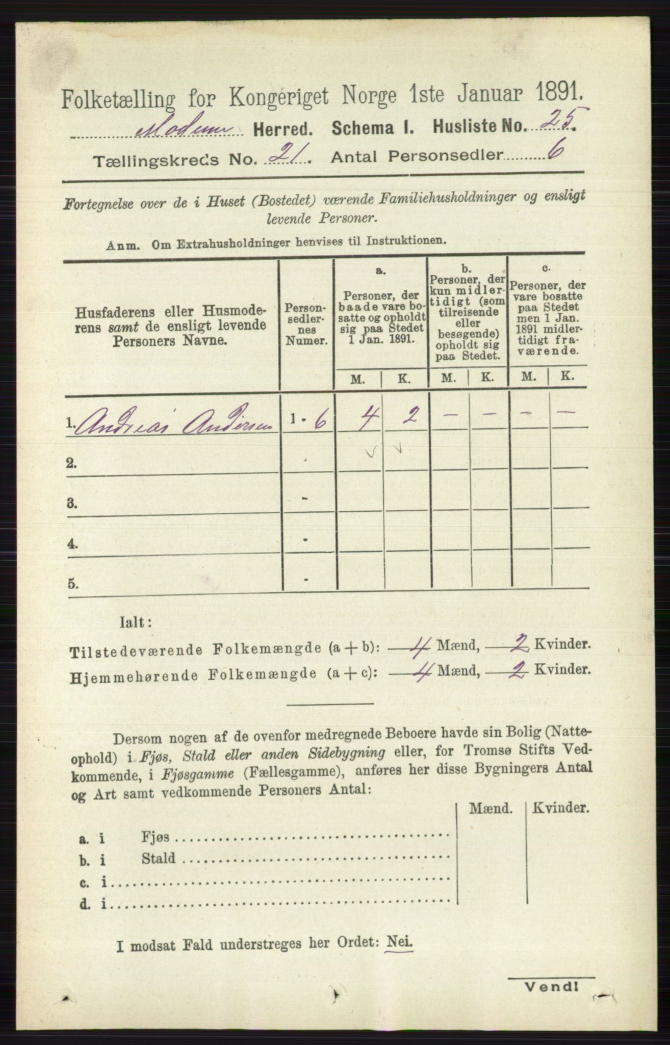 RA, 1891 census for 0623 Modum, 1891, p. 8088