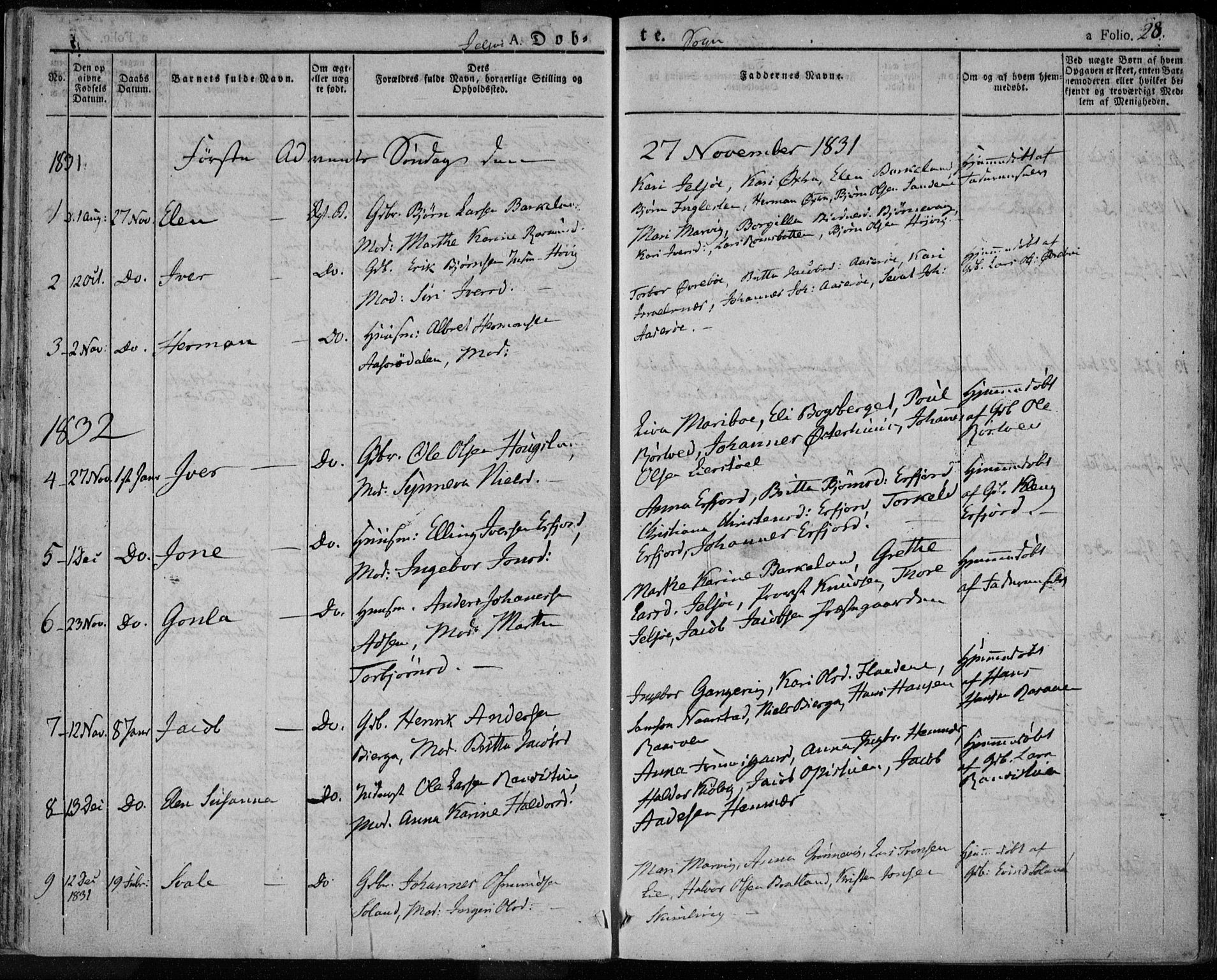 Jelsa sokneprestkontor, AV/SAST-A-101842/01/IV: Parish register (official) no. A 6.1, 1828-1853, p. 28