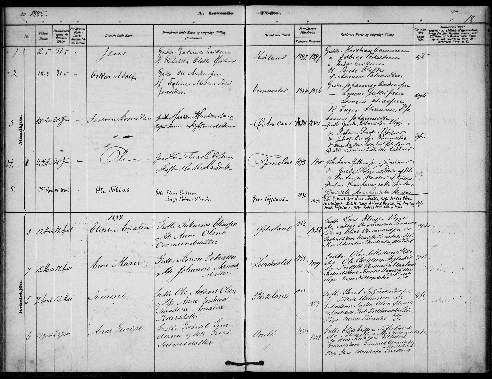 Lyngdal sokneprestkontor, SAK/1111-0029/F/Fa/Fab/L0003: Parish register (official) no. A 3, 1878-1903, p. 18