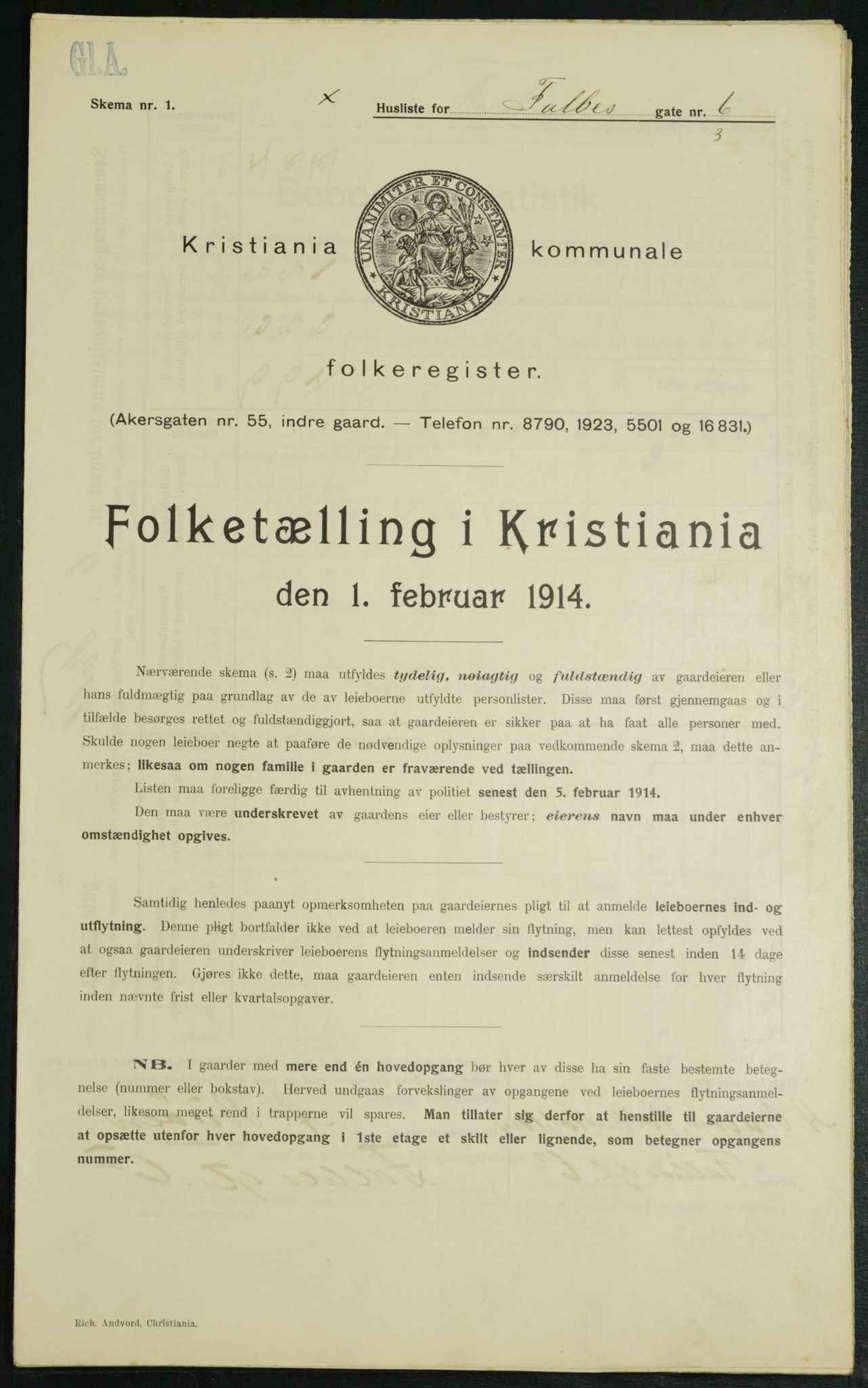 OBA, Municipal Census 1914 for Kristiania, 1914, p. 23329