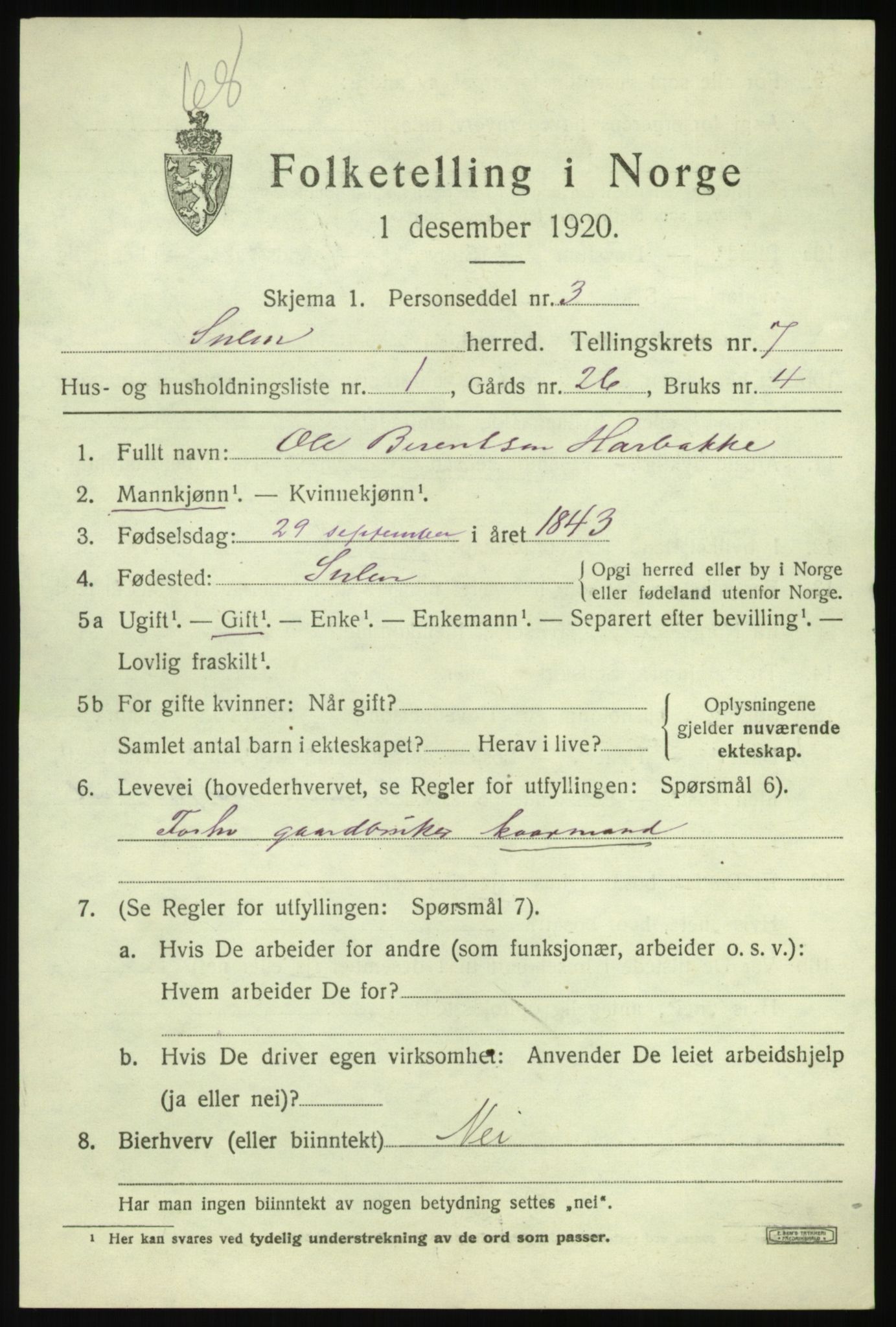 SAB, 1920 census for Solund, 1920, p. 2722