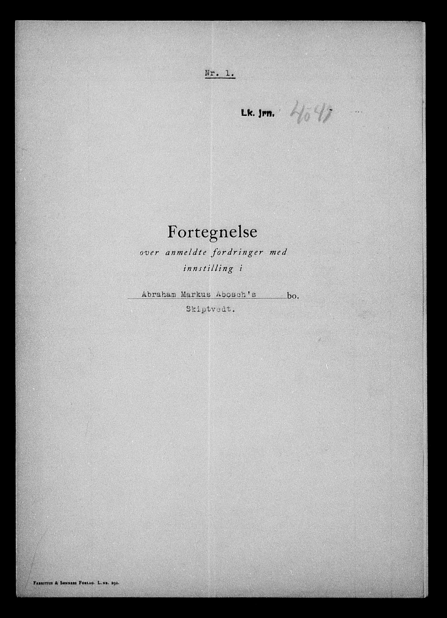 Justisdepartementet, Tilbakeføringskontoret for inndratte formuer, AV/RA-S-1564/H/Hc/Hcd/L0989: --, 1945-1947, p. 264