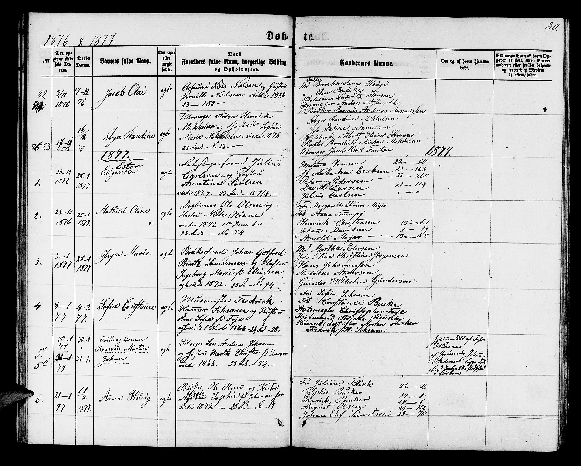 Mariakirken Sokneprestembete, SAB/A-76901/H/Hab/L0003: Parish register (copy) no. A 3, 1862-1877, p. 30