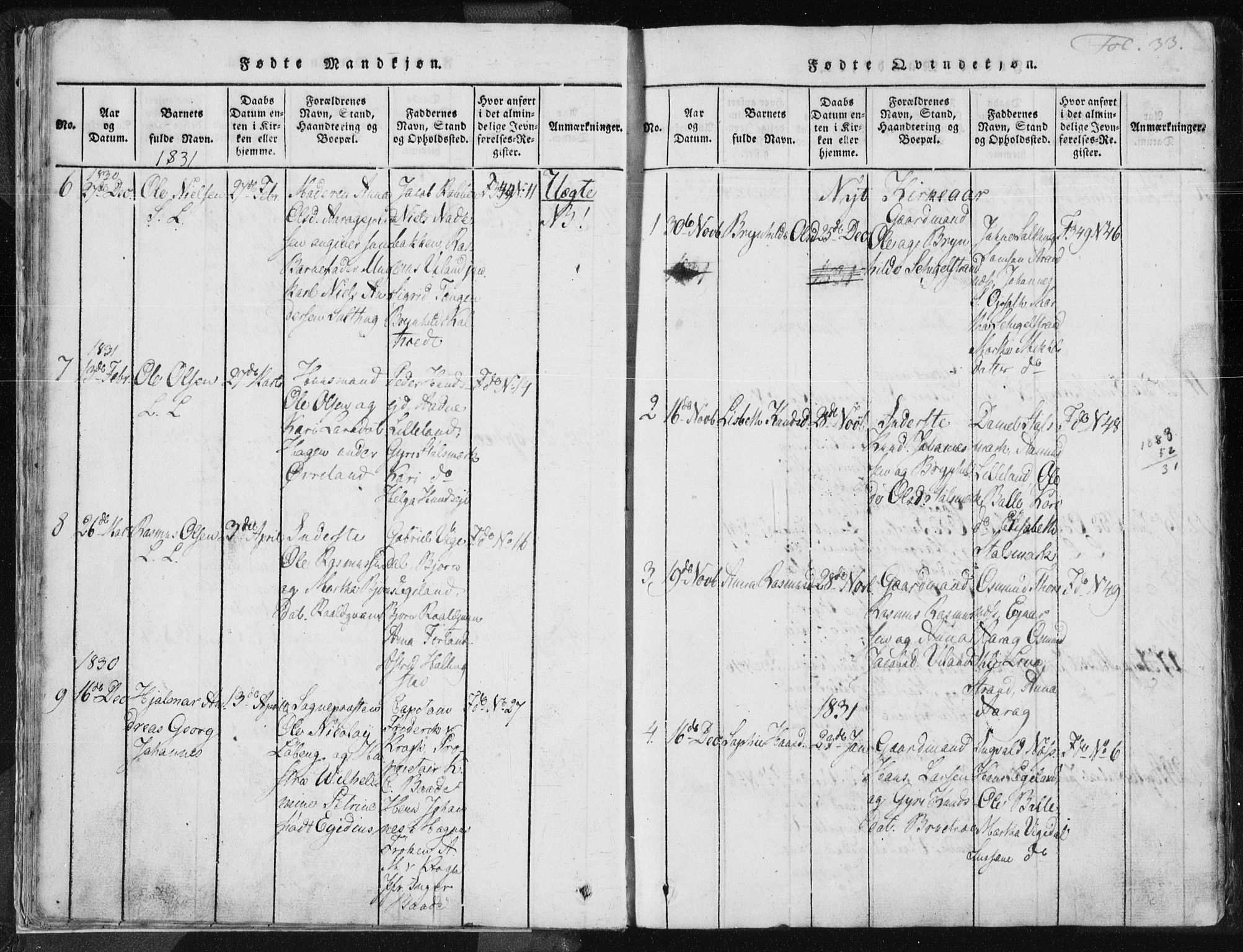 Vikedal sokneprestkontor, SAST/A-101840/01/IV: Parish register (official) no. A 3, 1817-1850, p. 33