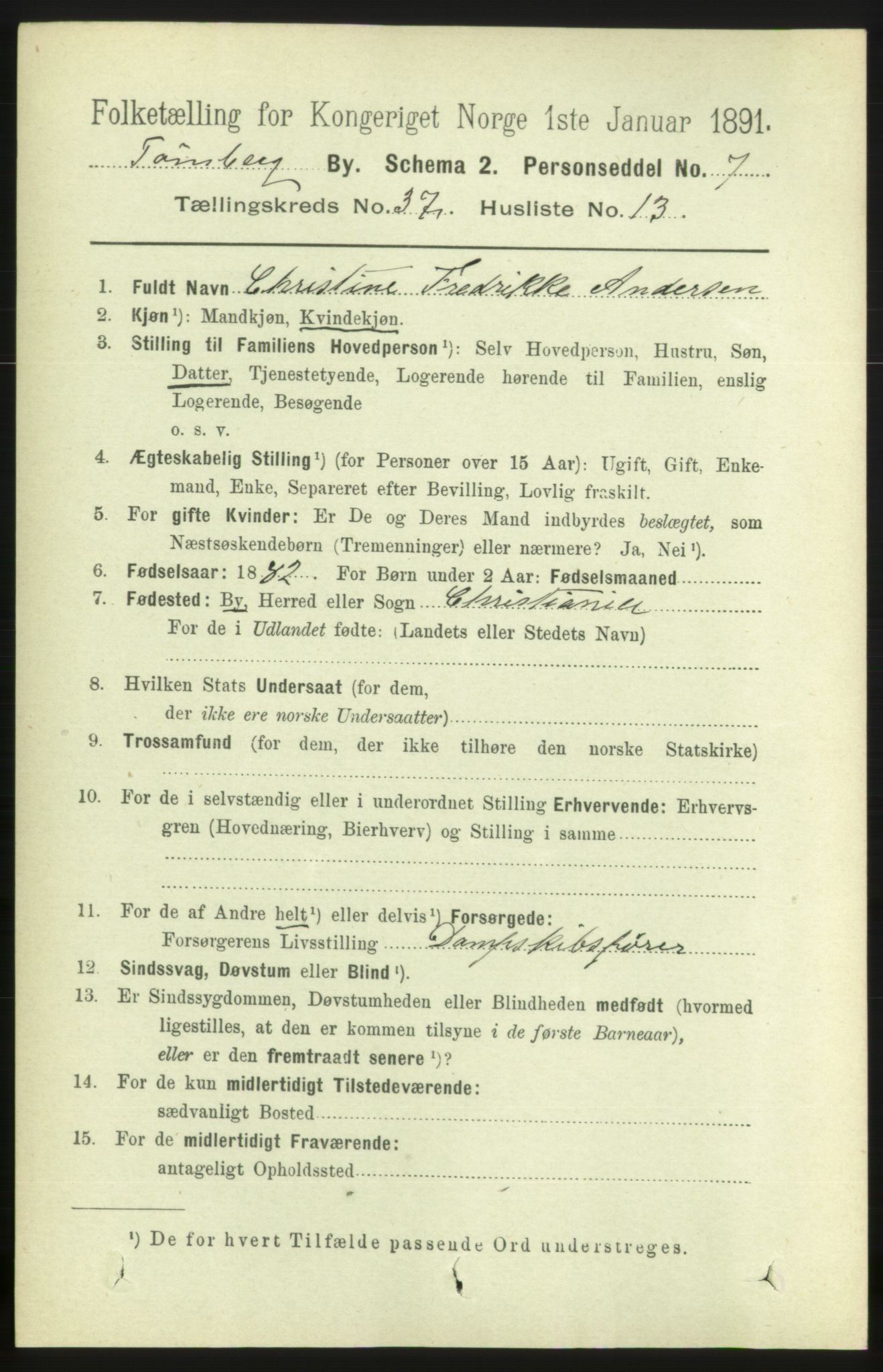 RA, 1891 census for 0705 Tønsberg, 1891, p. 8074