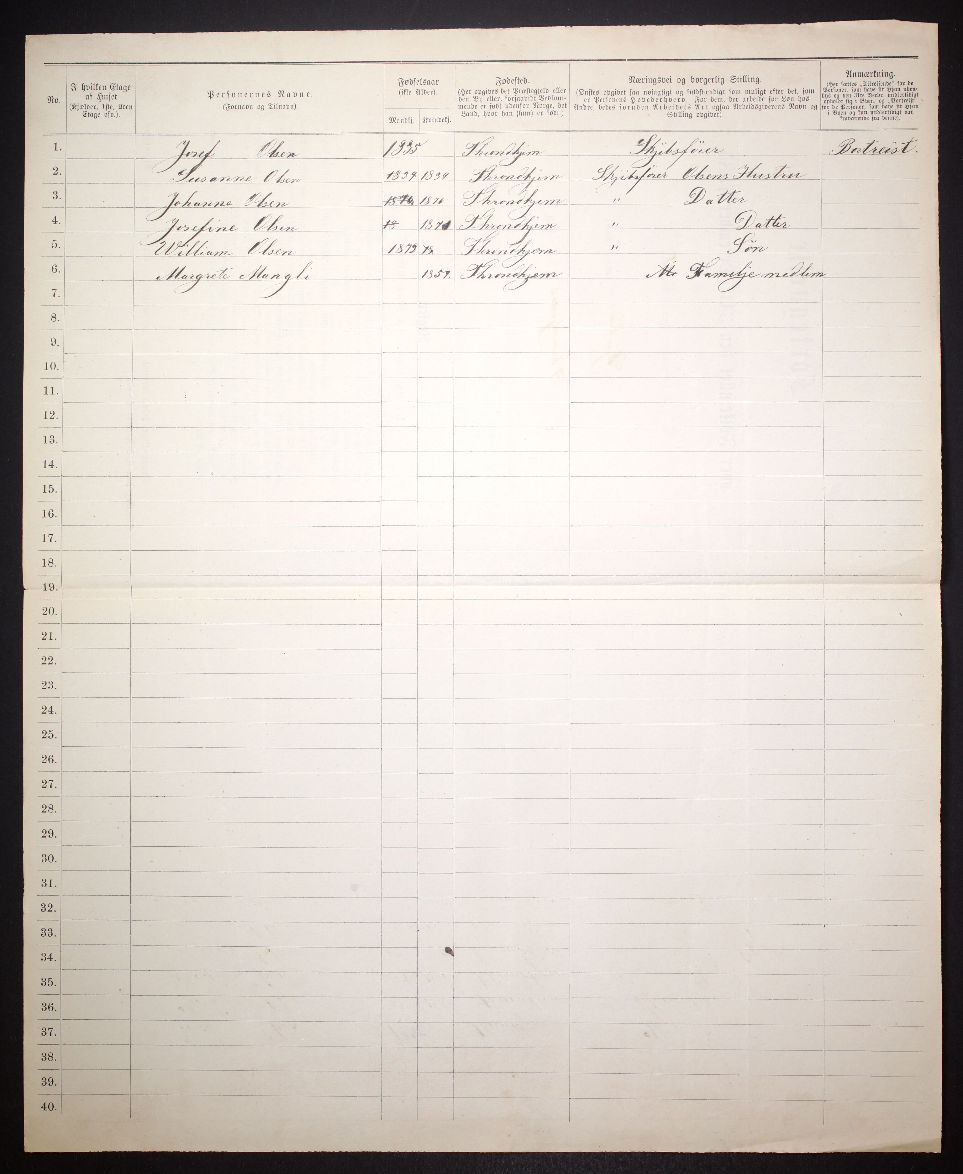 SAT, 1885 census for 1601 Trondheim, 1885, p. 1574