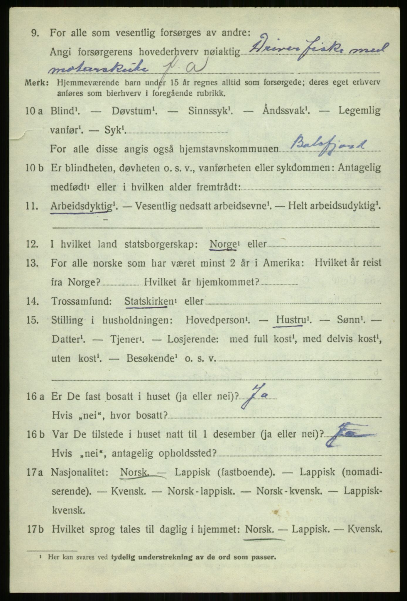 SATØ, 1920 census for Balsfjord, 1920, p. 7609