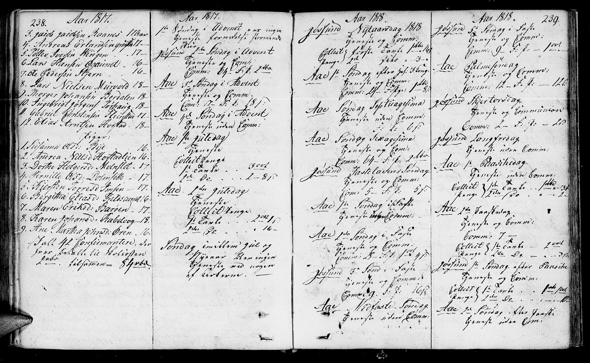 Ministerialprotokoller, klokkerbøker og fødselsregistre - Sør-Trøndelag, SAT/A-1456/655/L0674: Parish register (official) no. 655A03, 1802-1826, p. 238-239