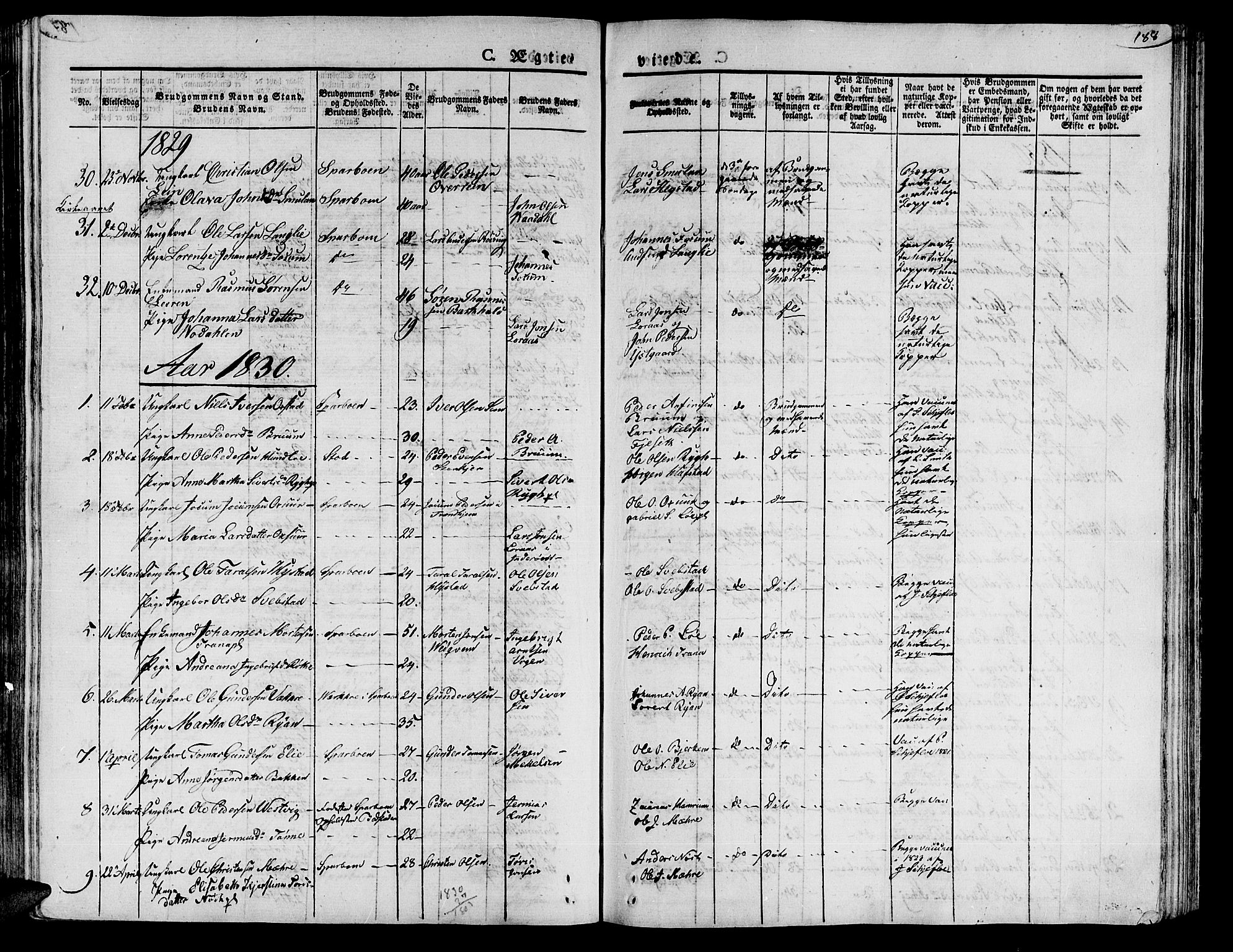 Ministerialprotokoller, klokkerbøker og fødselsregistre - Nord-Trøndelag, AV/SAT-A-1458/735/L0336: Parish register (official) no. 735A05 /1, 1825-1835, p. 188