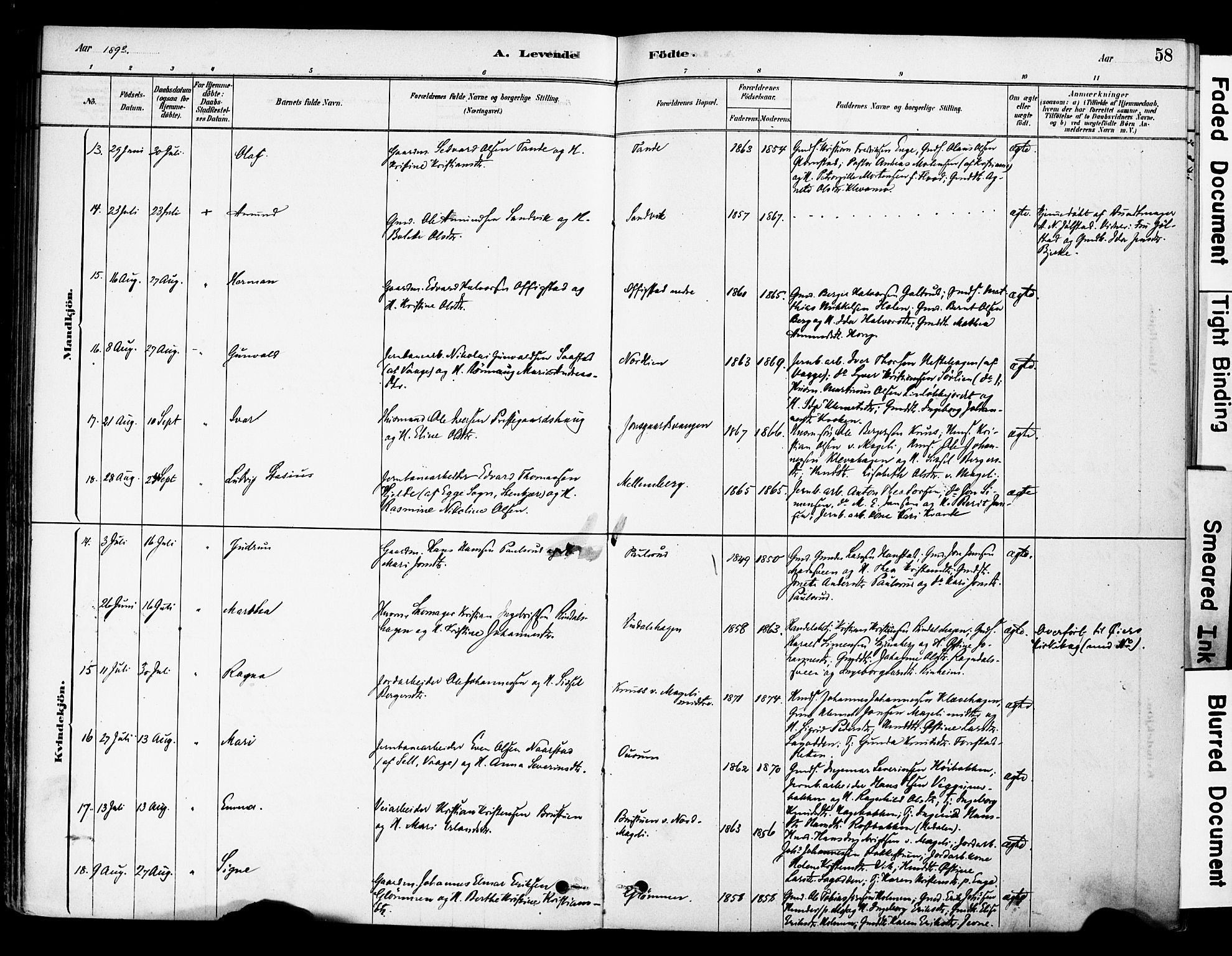 Øyer prestekontor, SAH/PREST-084/H/Ha/Haa/L0009: Parish register (official) no. 9, 1878-1893, p. 58