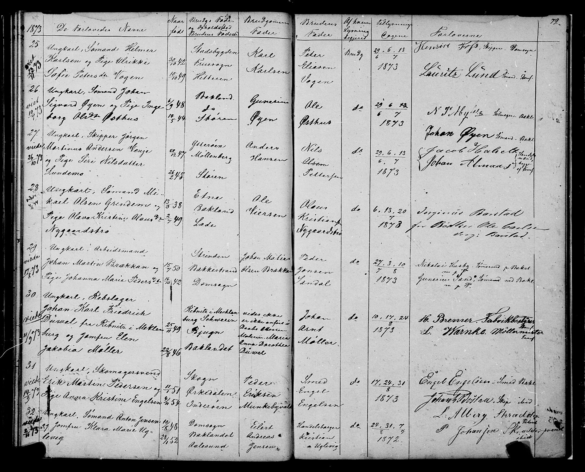 Ministerialprotokoller, klokkerbøker og fødselsregistre - Sør-Trøndelag, AV/SAT-A-1456/604/L0187: Parish register (official) no. 604A08, 1847-1878, p. 79