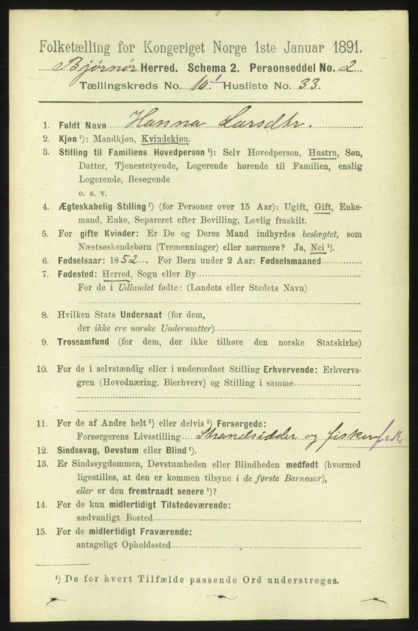 RA, 1891 census for 1632 Bjørnør, 1891, p. 4352